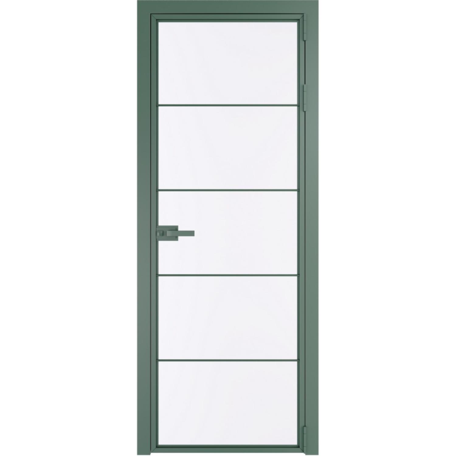 Дверь межкомнатная  алюминиевая  5 AX ProfilDoors (Зеленый воск, Монохром белый просветленный)