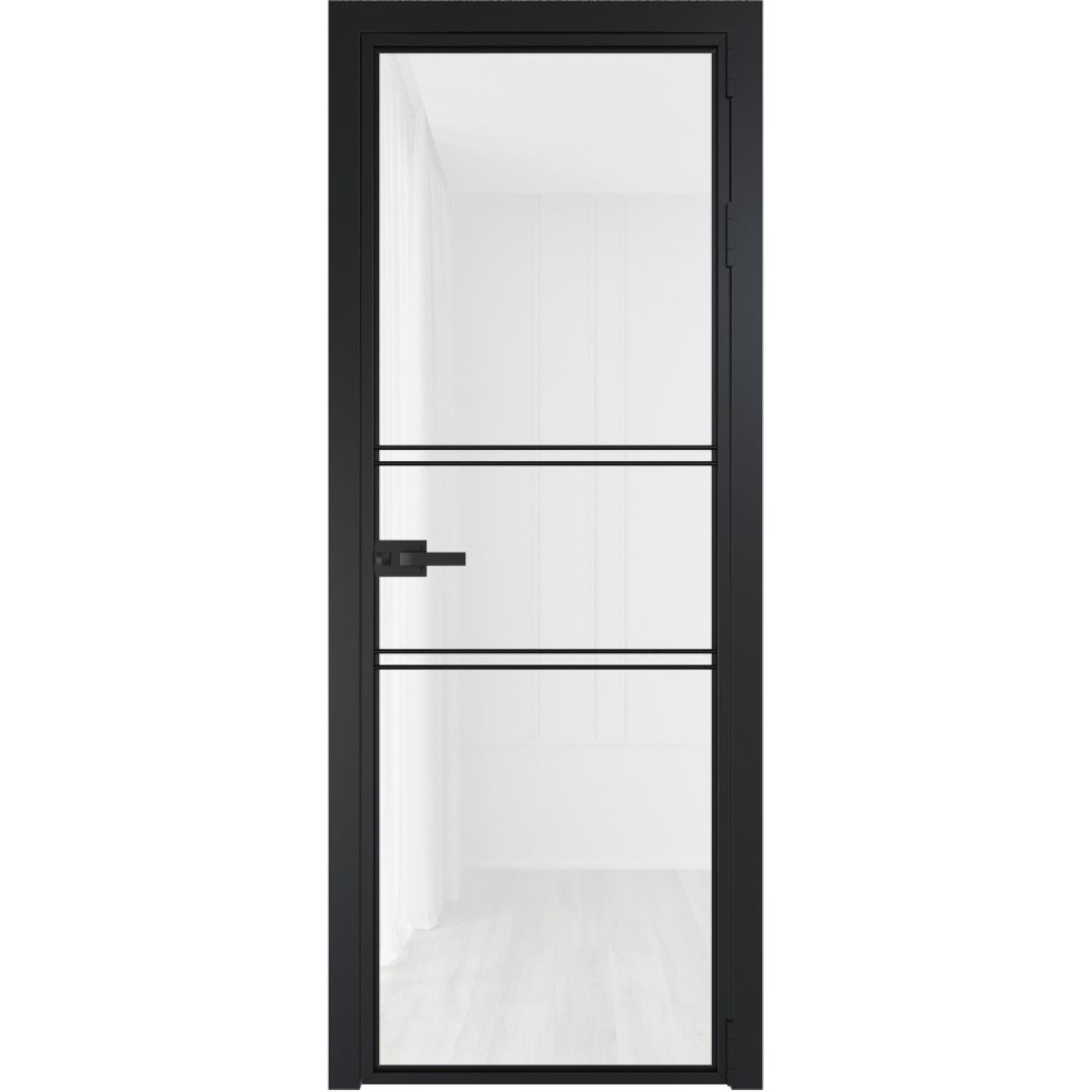 Дверь межкомнатная  алюминиевая  2 AX ProfilDoors (Черный, Триплекс белый)