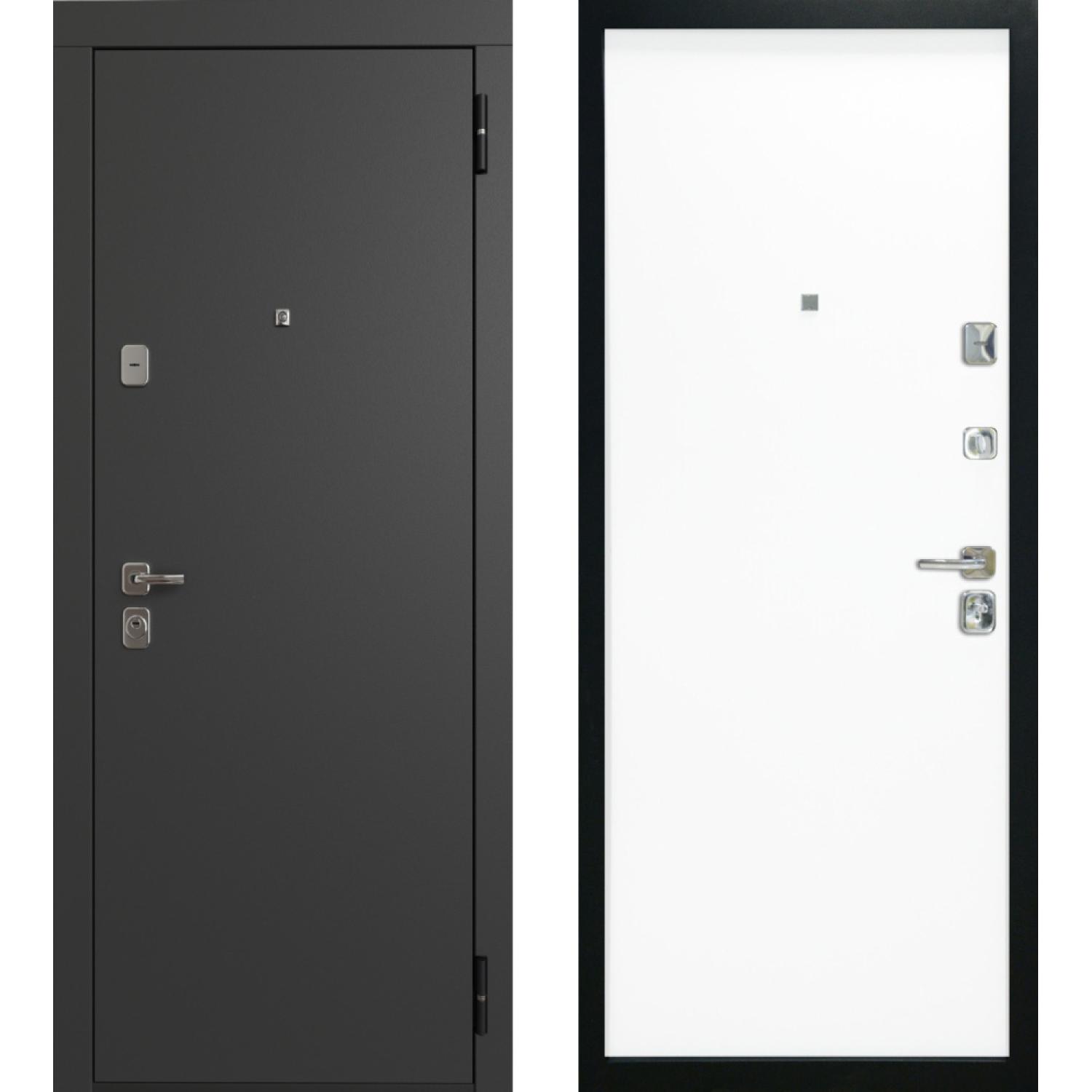 Входная дверь TR16 (960*2050 L,  Серый (Эмаль TSBR 7021) , Белый ZB (ПВХ), Заказная)