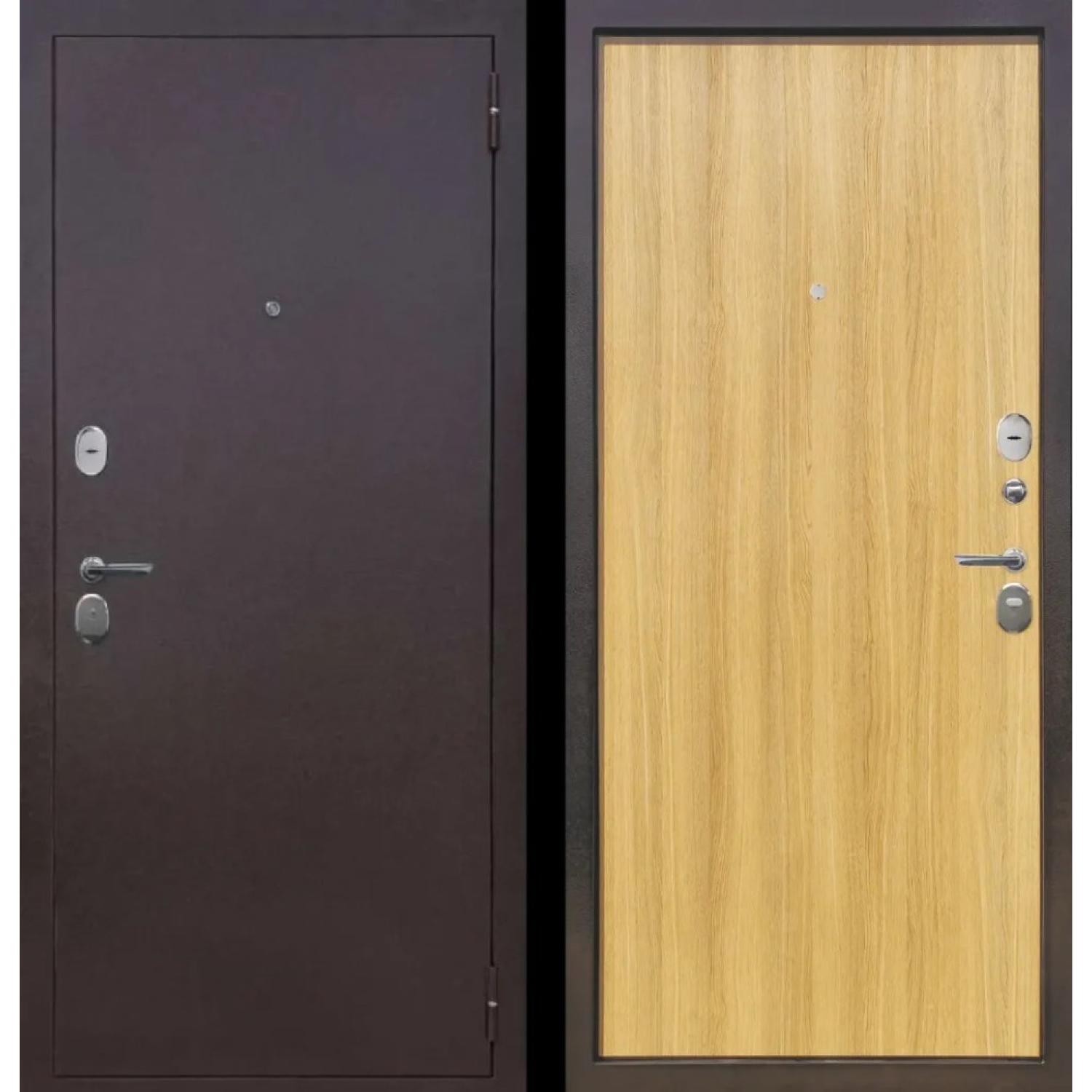 Дверь входная металлическая M27 (860*2050 R, Медный антик (Полимерно-порошковое), Дуб Ардеш (ПВХ), Заказная)