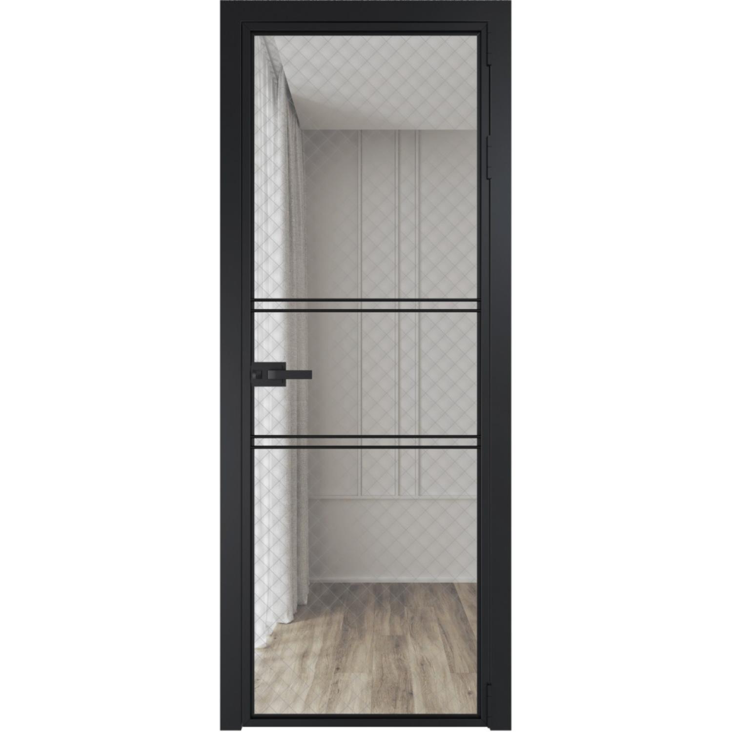 Дверь межкомнатная  алюминиевая  2 AX ProfilDoors (Черный, Ромб серебро)