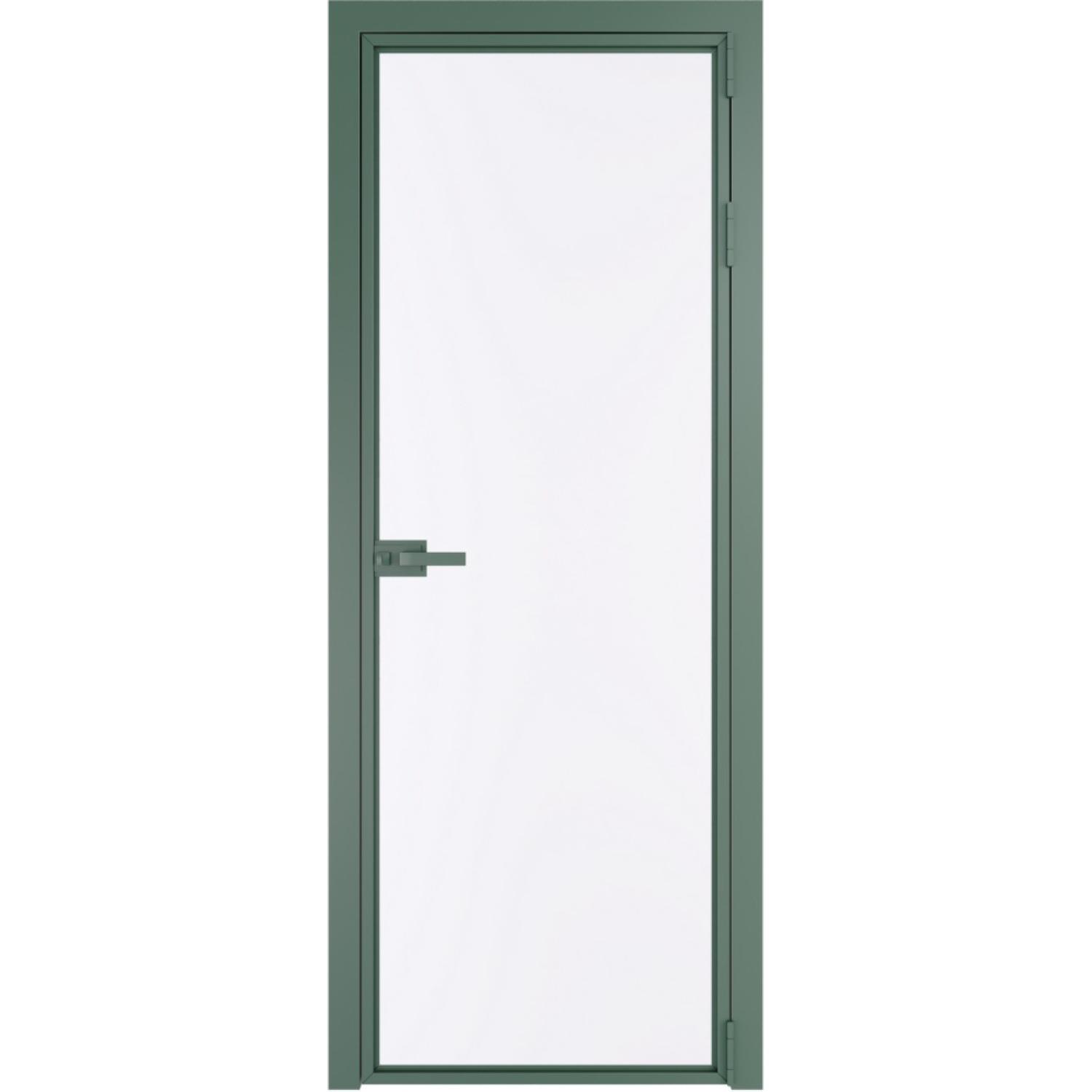 Дверь межкомнатная  алюминиевая  1 AX ProfilDoors (Зеленый воск, Монохром белый просветленный)