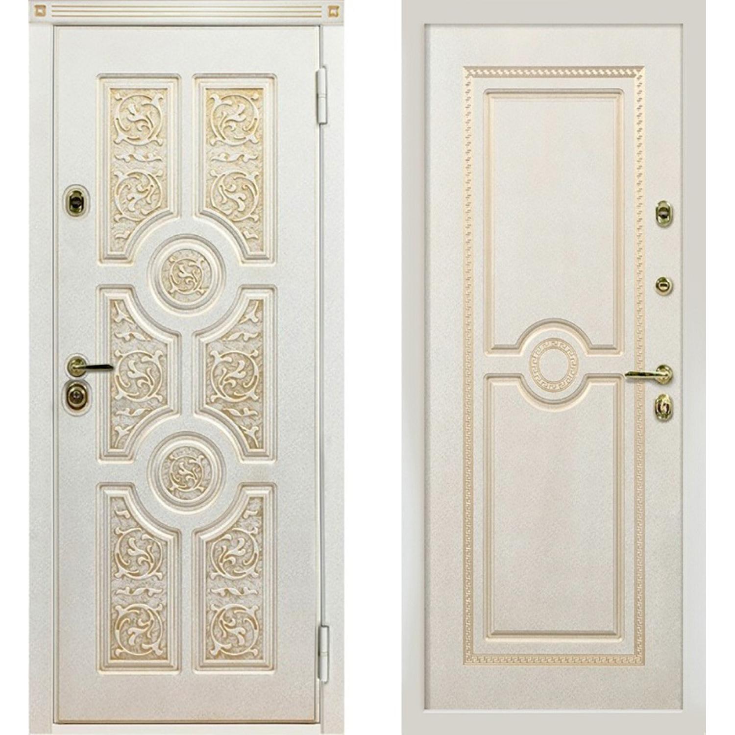 Входная дверь Версаче (960*2050 L, Белый (винорит) +патина золото+лак, Белый (винорит)+ патина+лак, Заказная)