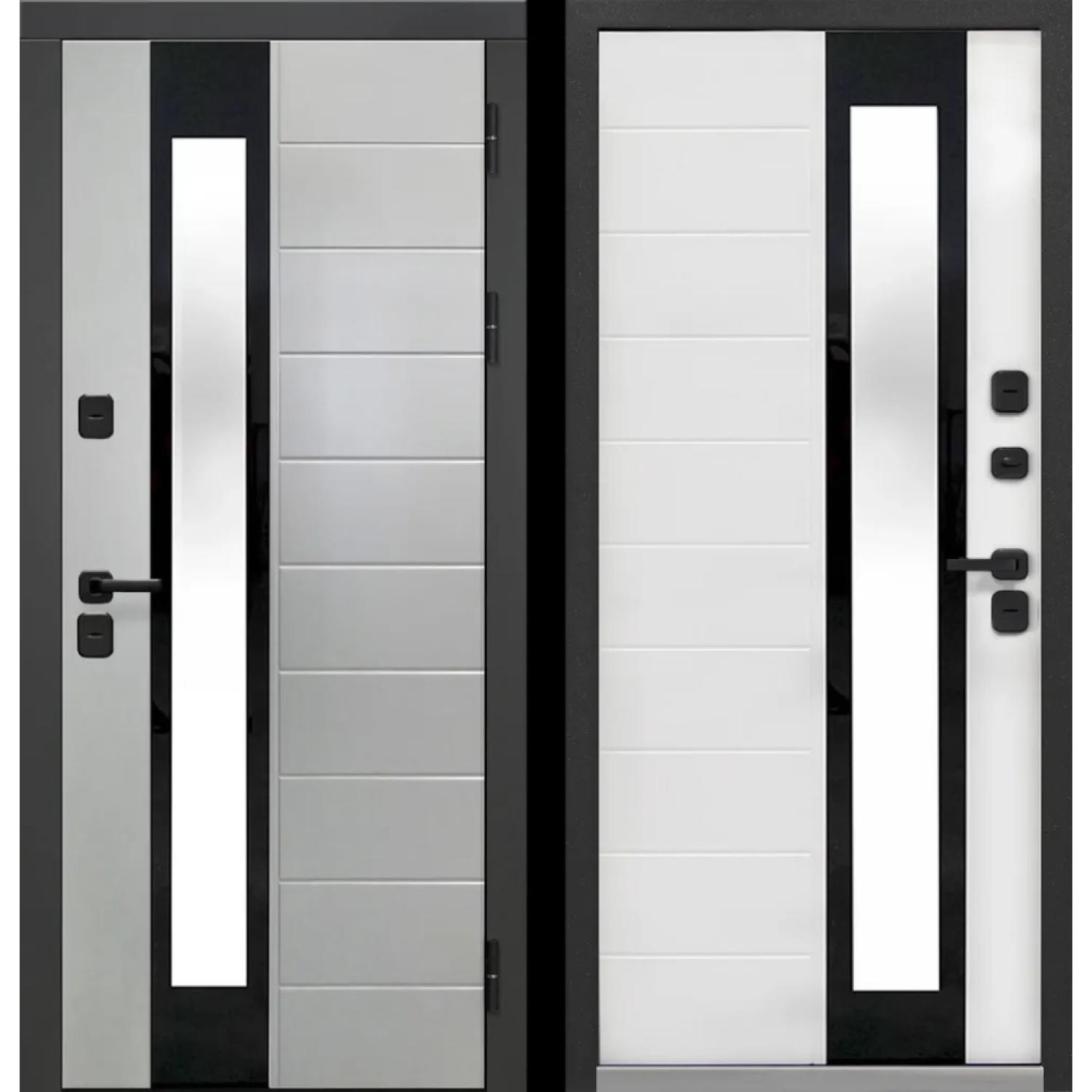 Входная дверь Luxor Termo 5 (960*2050 R, RAL 7024 (эмаль), Эмалит белый (ПВХ) , Заказная)