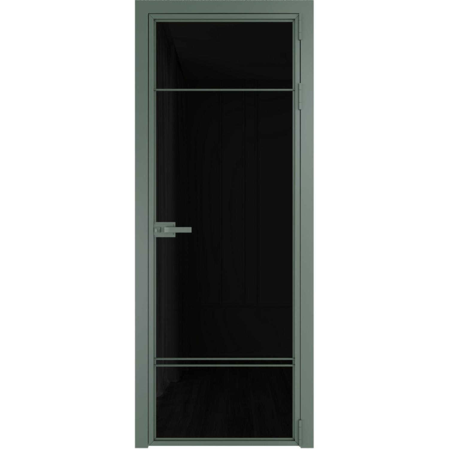 Дверь межкомнатная  алюминиевая  4 AX ProfilDoors (Зеленый воск, Триплекс черный)