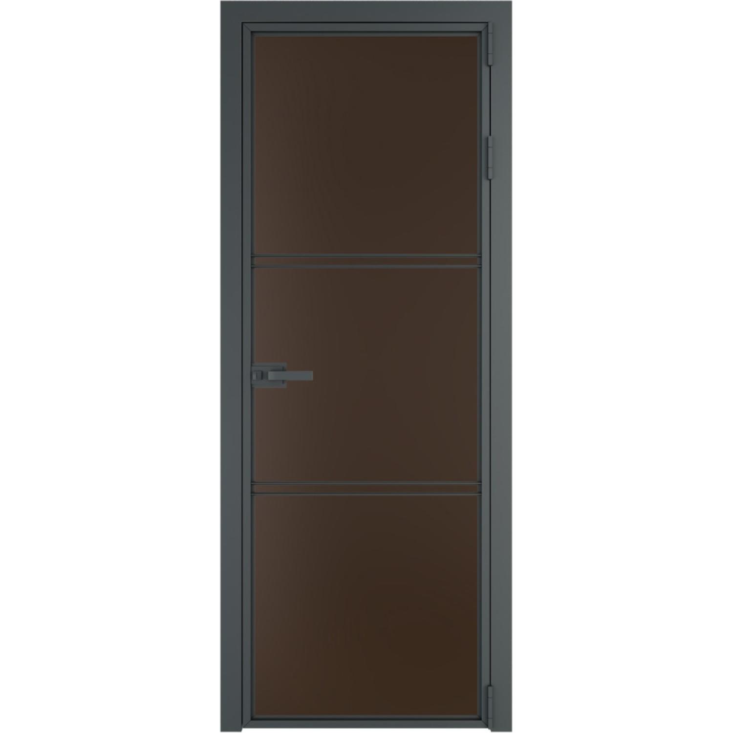 Дверь межкомнатная  алюминиевая  3 AX ProfilDoors (Серая ночь, Монохром шоколад)