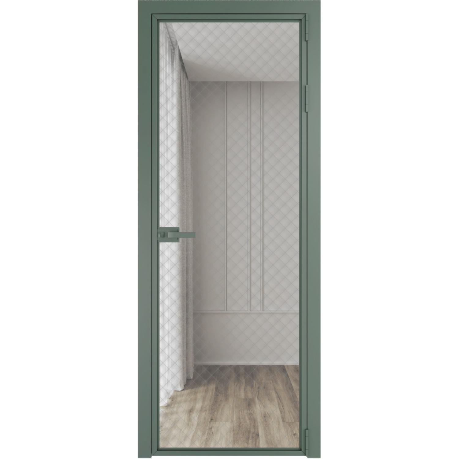 Дверь межкомнатная  алюминиевая  1 AX ProfilDoors (Зеленый воск, Ромб серебро)
