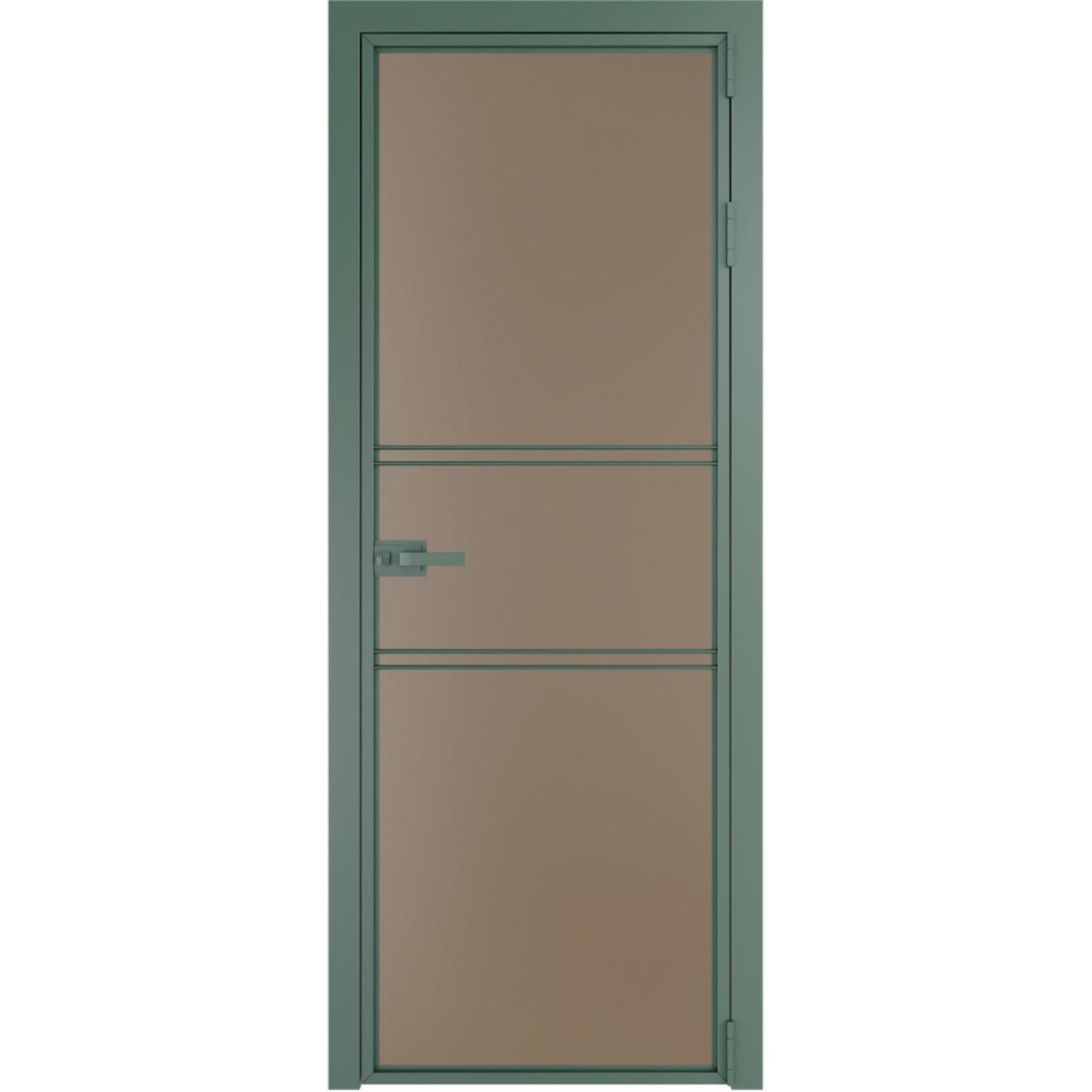 Дверь межкомнатная  алюминиевая  2 AX ProfilDoors (Зеленый воск, Монохром капучино)