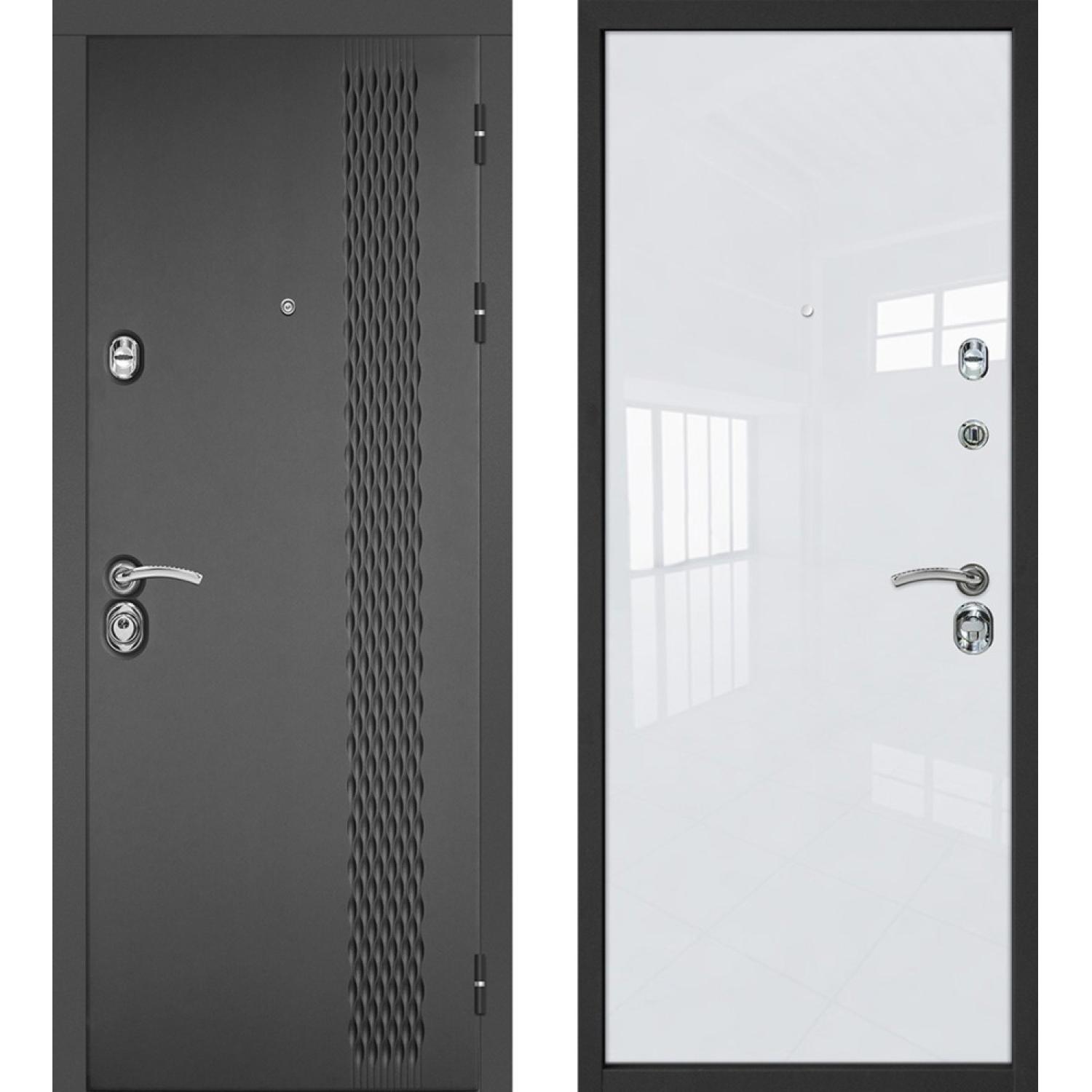 Входная дверь Лика (960*2050 L, Серый (Эмаль TSBR 7021) , ZB Белый, Заказная)