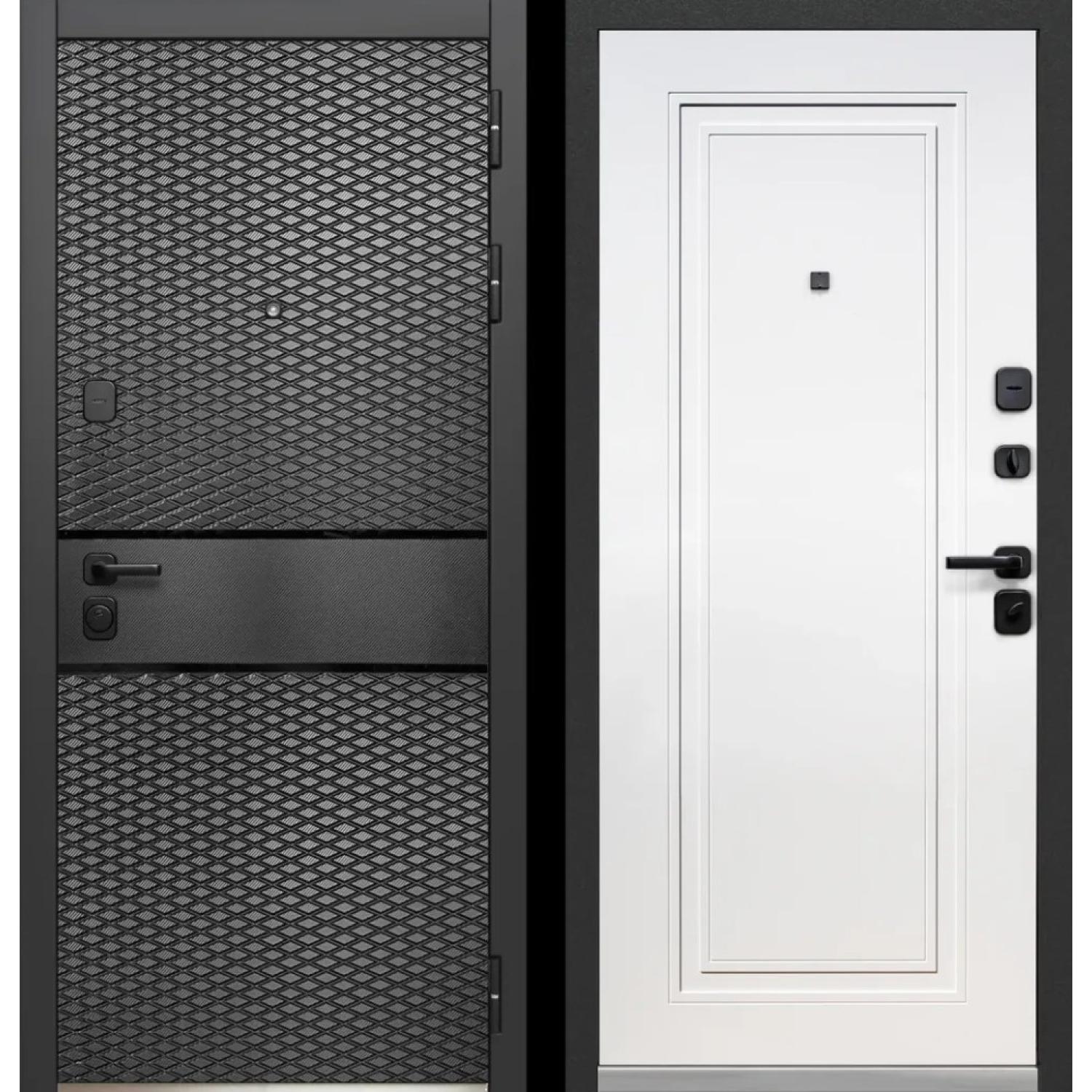 Входная дверь Luxor Карбон (960*2050 L, Черный карбон, Эмалит белый (ПВХ) , Заказная)