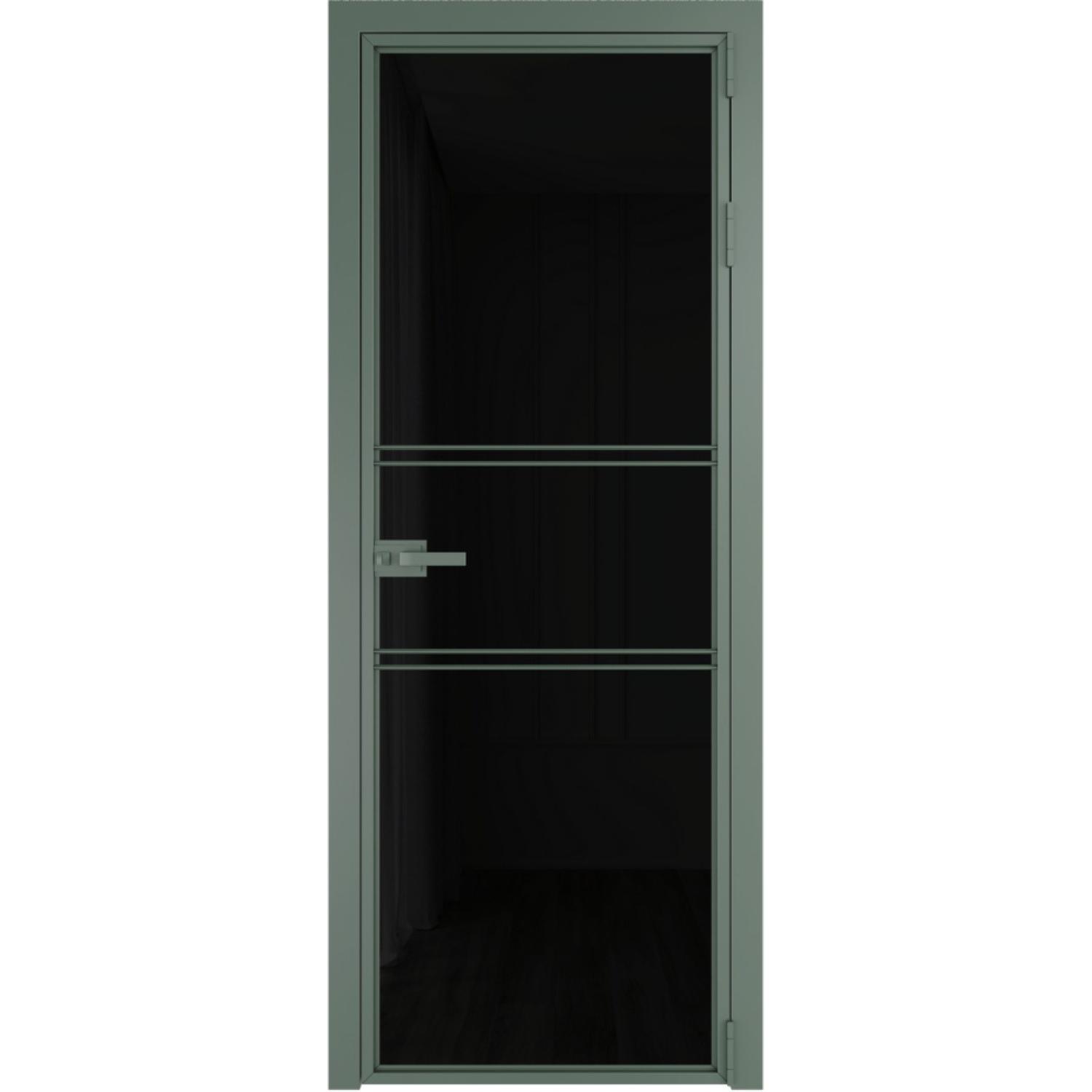 Дверь межкомнатная  алюминиевая  2 AX ProfilDoors (Зеленый воск, Триплекс черный)