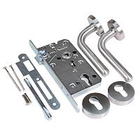 Замок врезной 7504/41 с ручками из нерж. стали на раздельной розетке