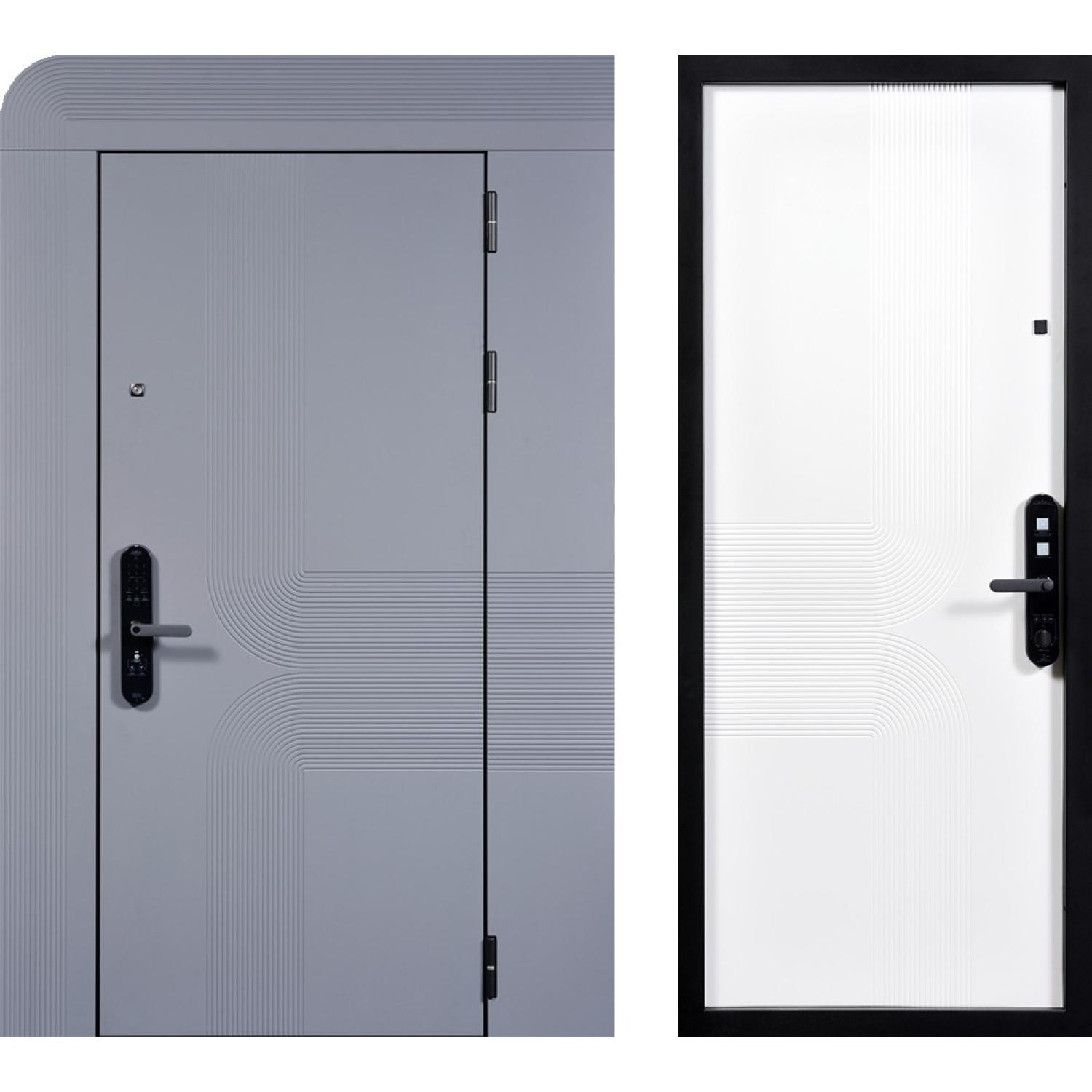 Входная дверь Бионика (960*2050 R, RAL 7024 (эмаль),  Белый (эмаль RAL 9003), Заказная)