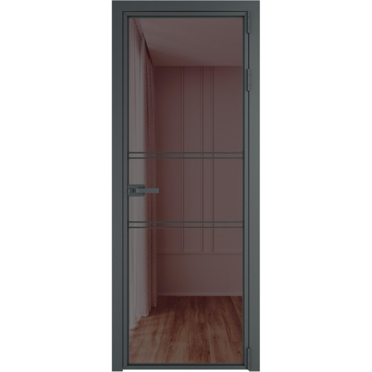Дверь межкомнатная  алюминиевая  2 AX ProfilDoors (Серая ночь, Золотистая бронза)