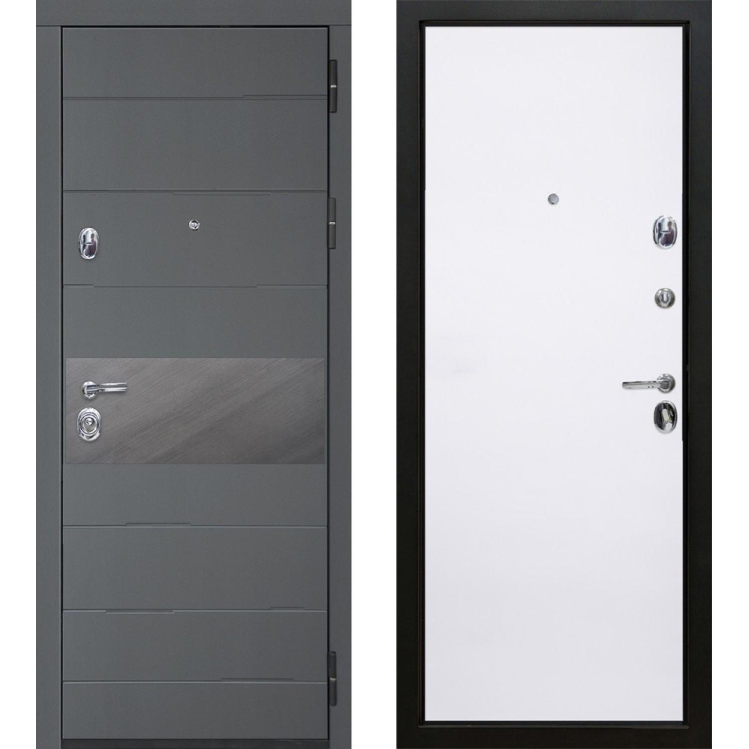 Входная дверь Натта (860*2050 R, Графит (ПВХ), ZB Белый, Заказная)