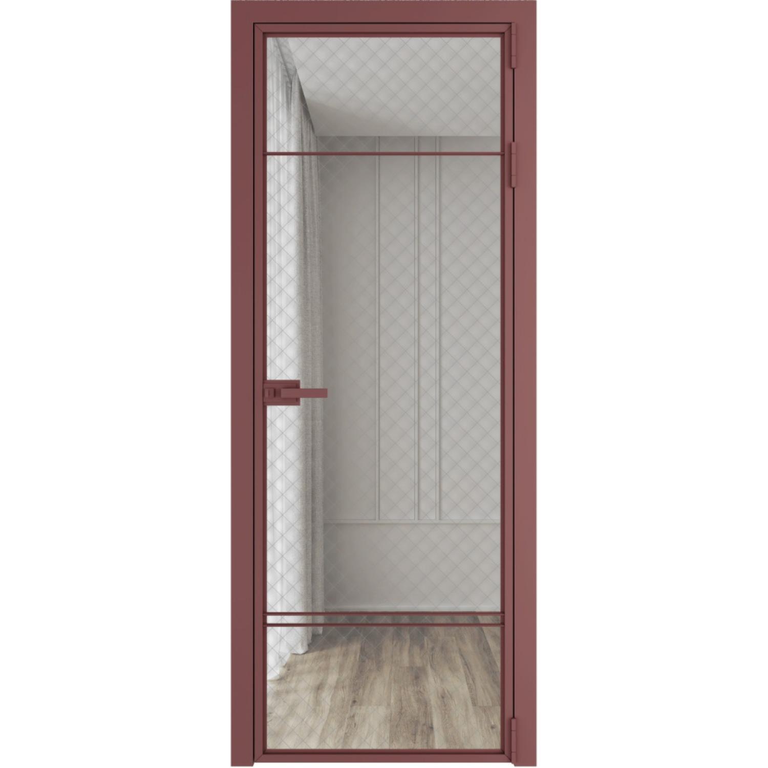 Дверь межкомнатная  алюминиевая  4 AX ProfilDoors (Красный антрацит, Ромб серебро)