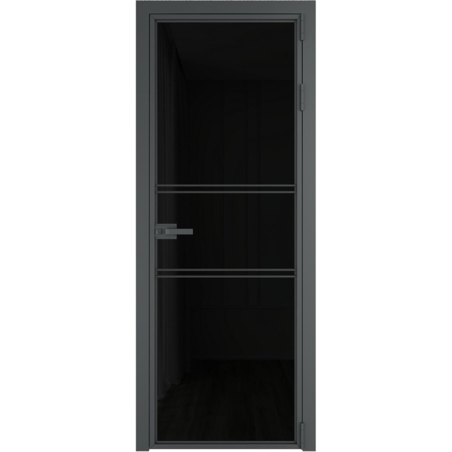 Дверь межкомнатная  алюминиевая  2 AX ProfilDoors (Серая ночь, Триплекс черный)