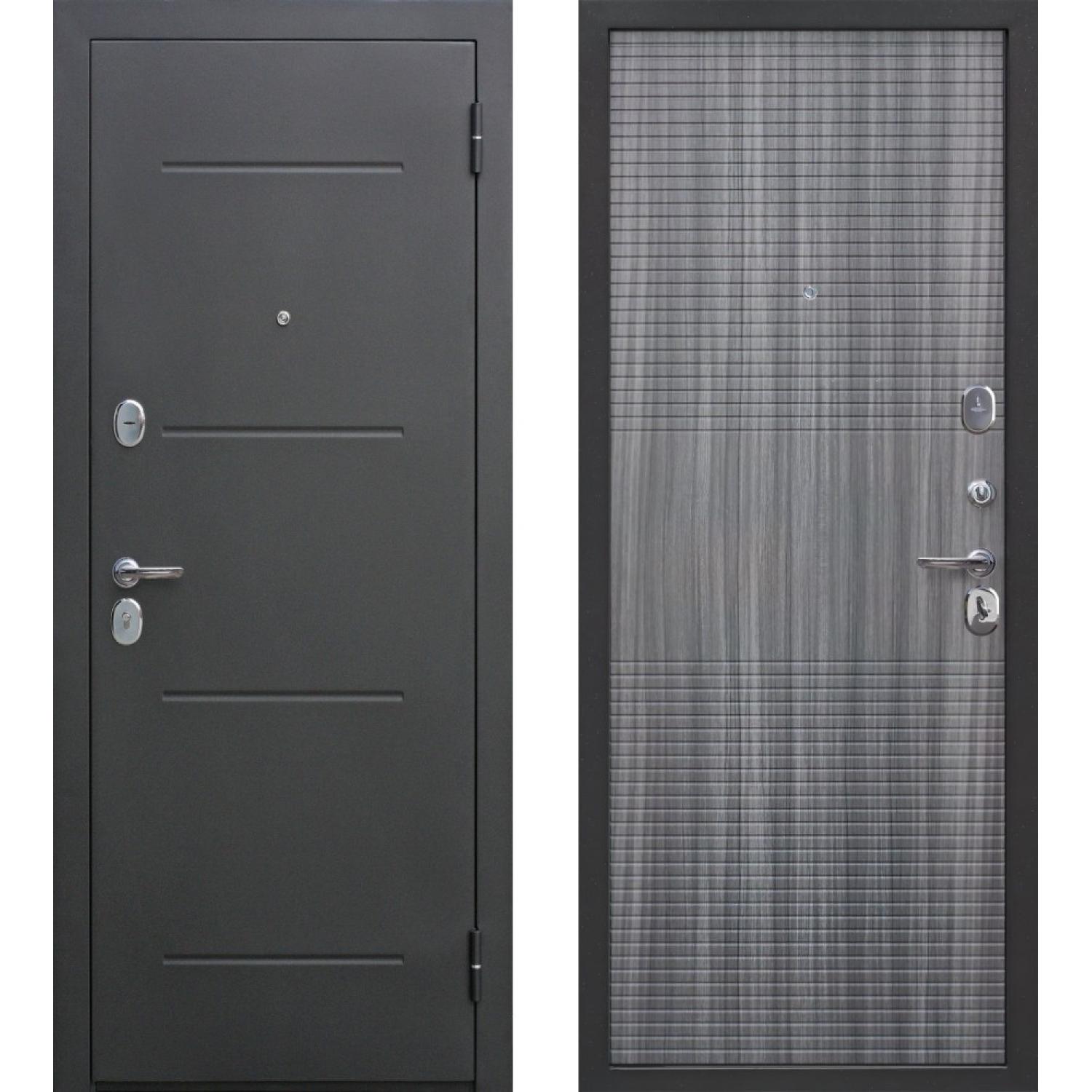 Входная дверь Гарда муар 10 мм (860*2050 R, Черный муар (Полимерно-порошковое), Венге тобакко (ПВХ), Складская)