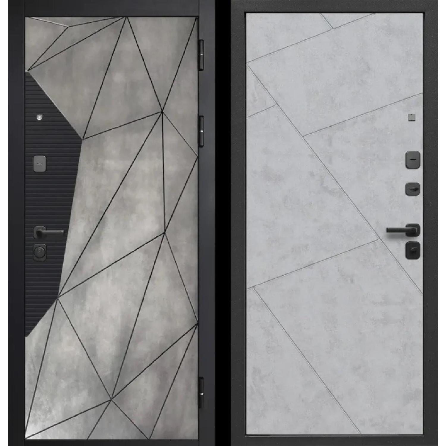 Входная дверь Гарда 9 Геометрия (960*2050 R, Бетон лофт графит (ПВХ), Бетон снежный (ПВХ), Складская)