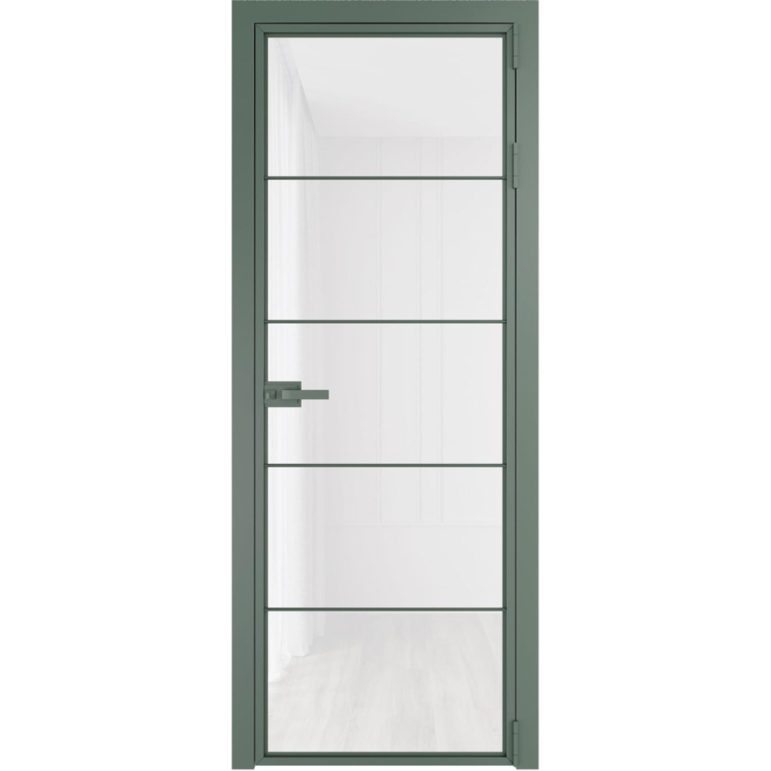 Дверь межкомнатная  алюминиевая  5 AX ProfilDoors (Зеленый воск, Триплекс белый)