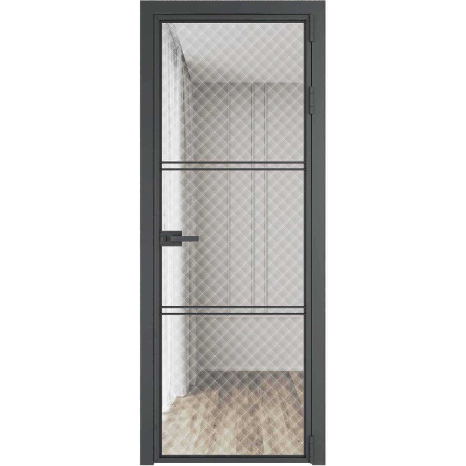 Дверь межкомнатная  алюминиевая  3 AX ProfilDoors (Серая ночь, Ромб белый)