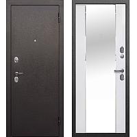 Входная дверь Тайга 7 см Зеркало Серебро антик - Зеркало Эмалит белый