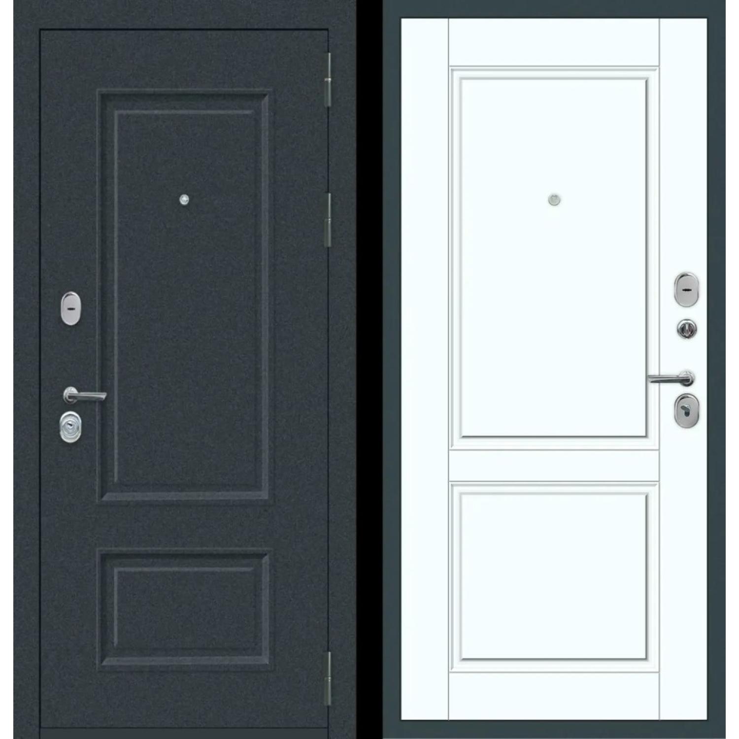 Дверь входная металлическая М70 (960*2050 L, Муар 7016, Velluto Bianco AG 700, Заказная)