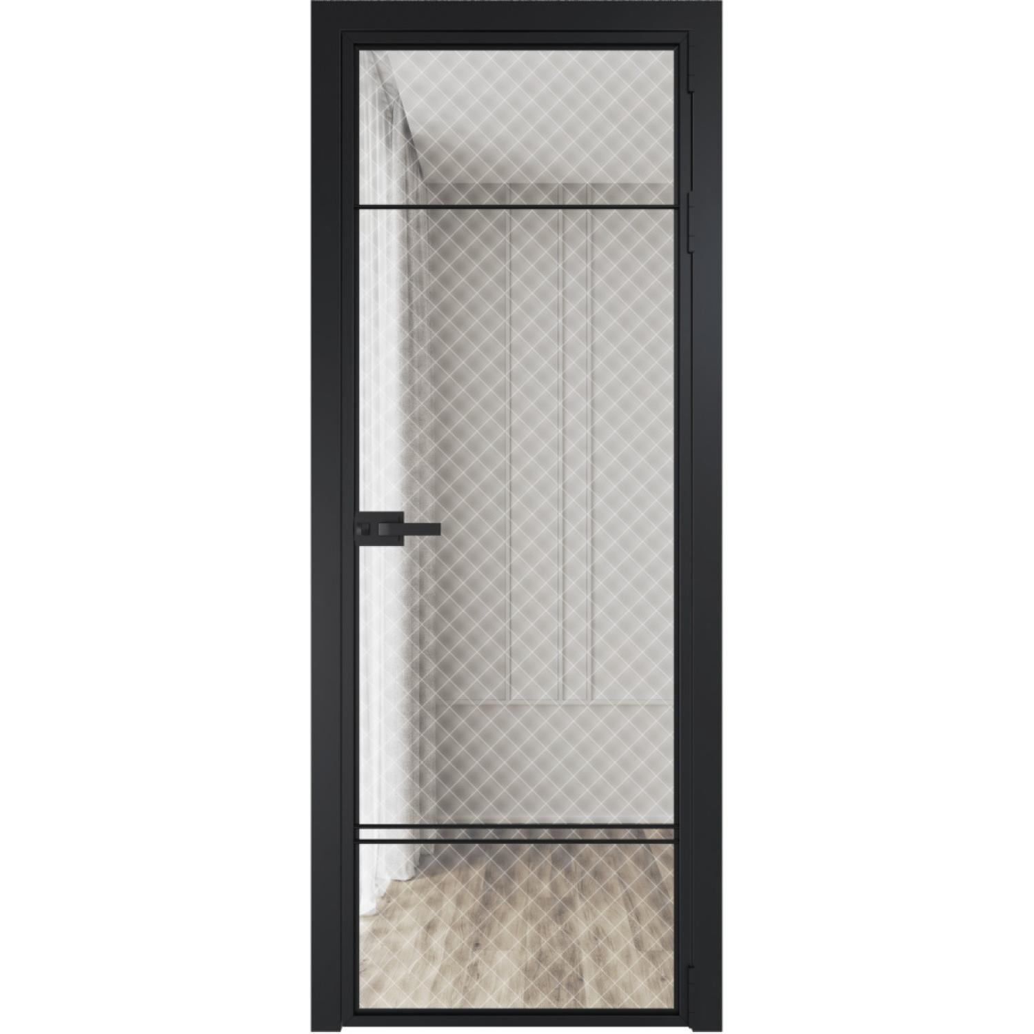 Дверь межкомнатная  алюминиевая  4 AX ProfilDoors (Черный, Ромб белый)