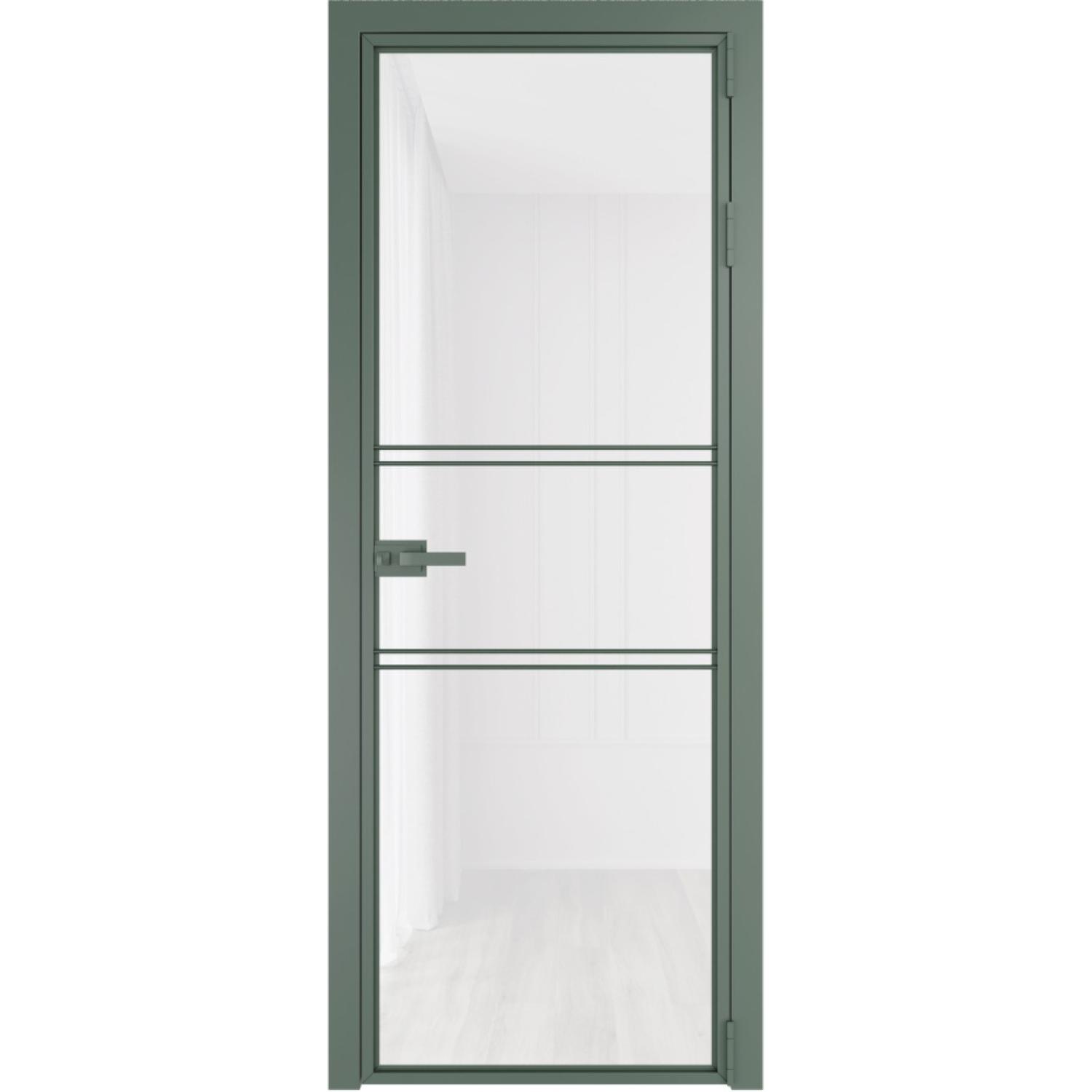 Дверь межкомнатная  алюминиевая  2 AX ProfilDoors (Зеленый воск, Триплекс белый)