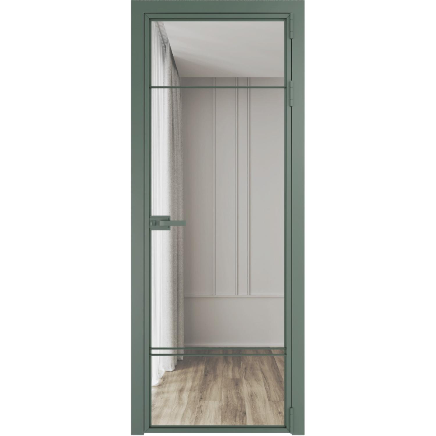 Дверь межкомнатная  алюминиевая  4 AX ProfilDoors (Зеленый воск, Прозрачное)