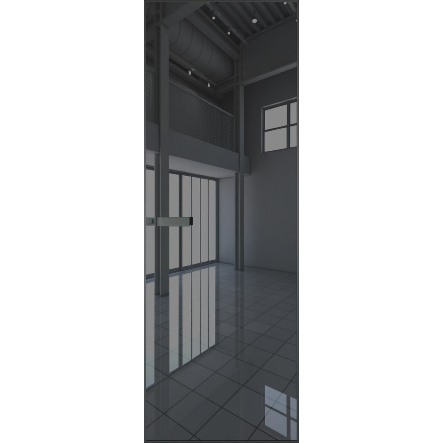 Дверь межкомнатная  алюминиевая  1 AGN (Серая ночь, Зеркало grey)