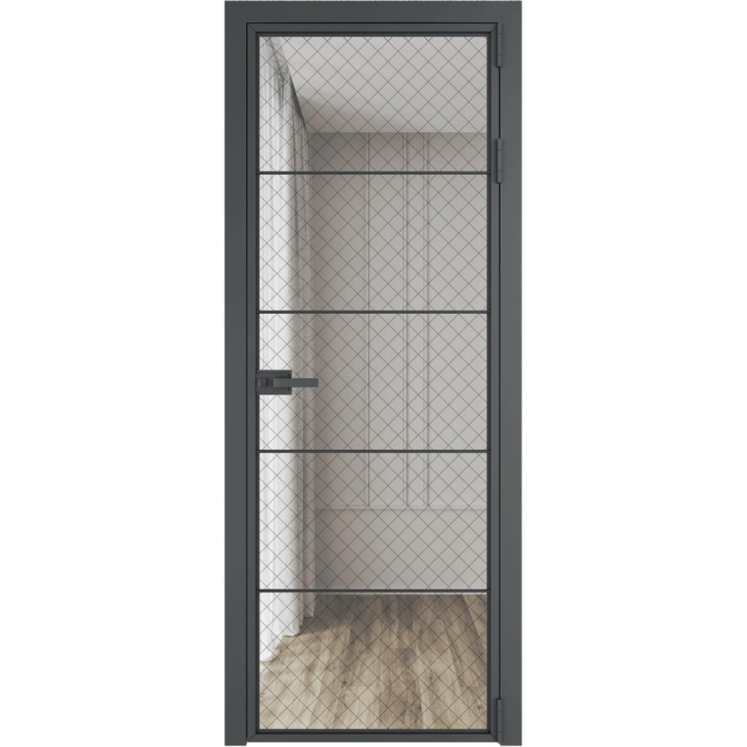 Дверь межкомнатная  алюминиевая  5 AX ProfilDoors (Серая ночь, Ромб черный)