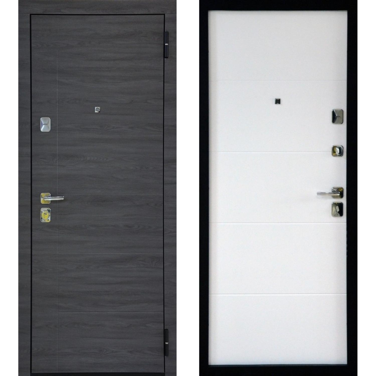 Входная дверь TR12 (960*2050 R, Дуб мадейра (ПВХ), Белый ZB (ПВХ), Заказная)