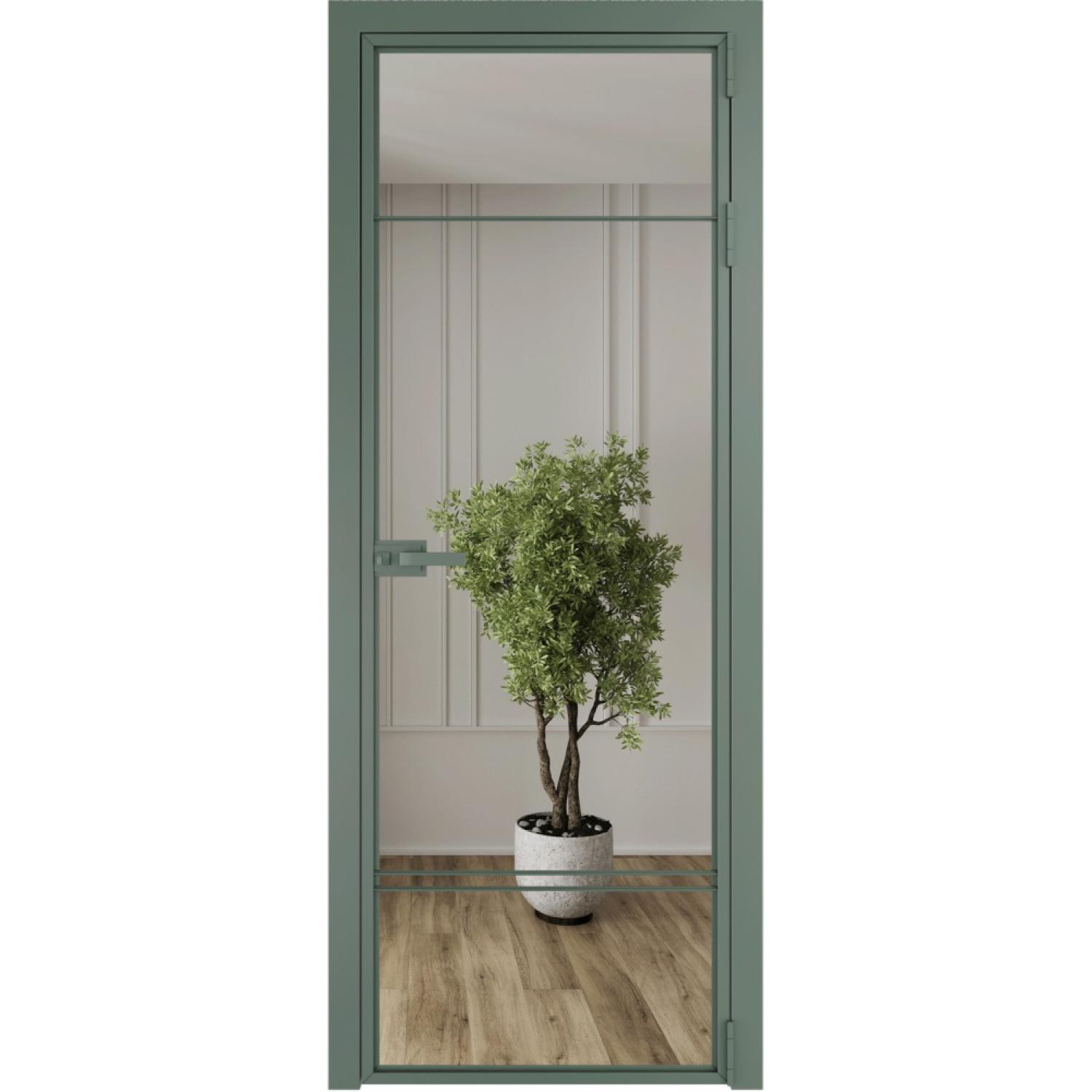 Дверь межкомнатная  алюминиевая  4 AX ProfilDoors (Зеленый воск, Зеркало)