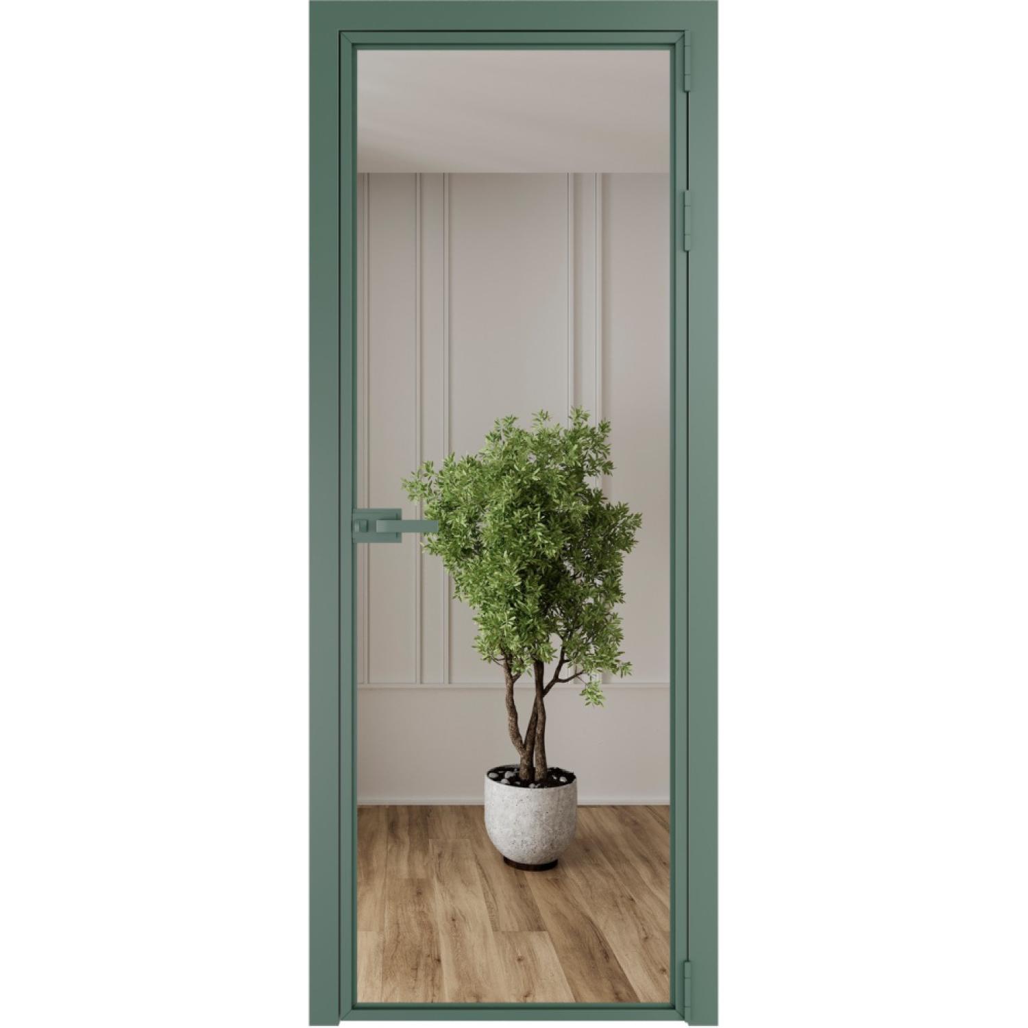 Дверь межкомнатная  алюминиевая  1 AX ProfilDoors (Зеленый воск, Зеркало)