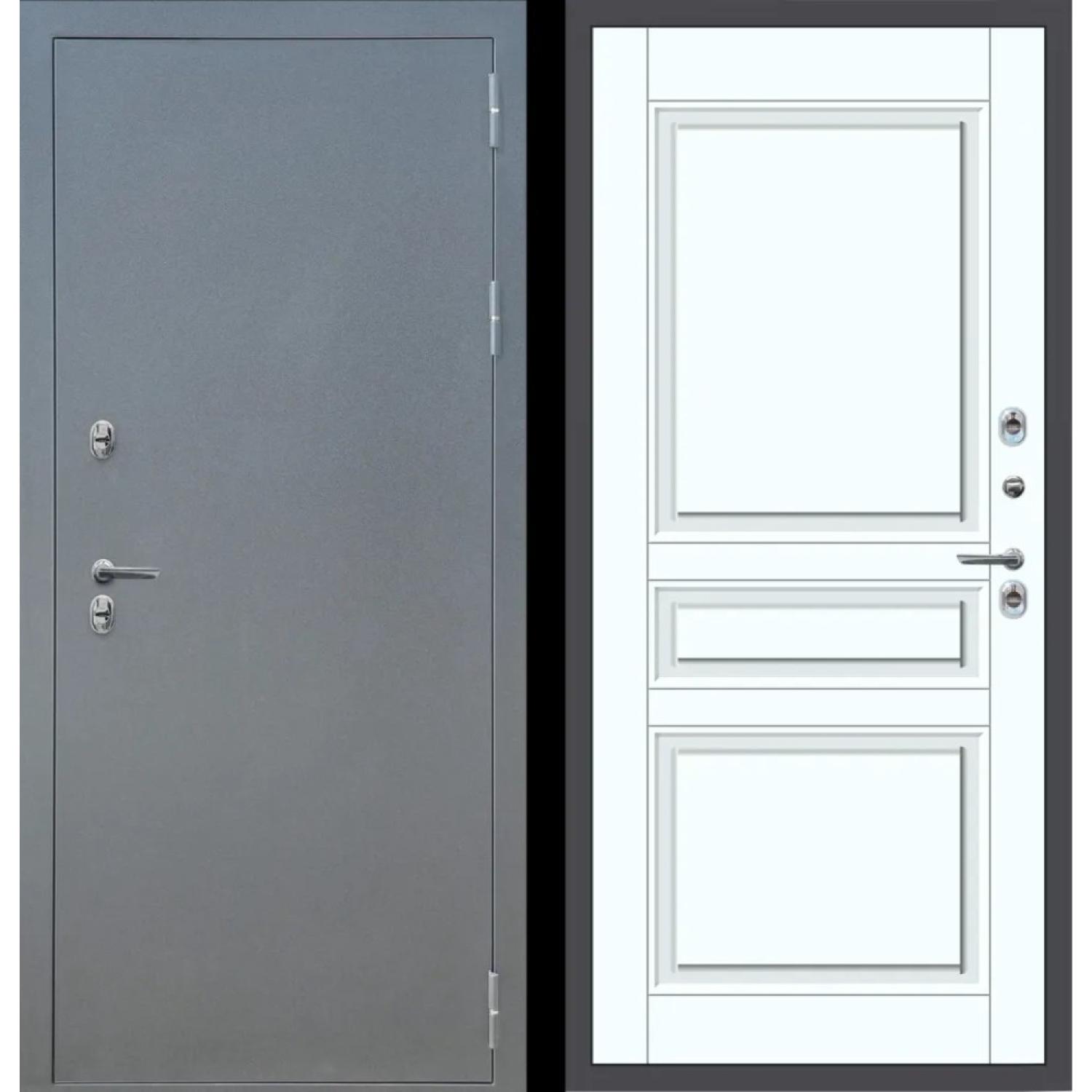 Дверь входная металлическая M20 ТЕРМО (960*2050 L, Букле графит (Полимерно-порошковое), Velluto Bianco AG 700, Заказная)