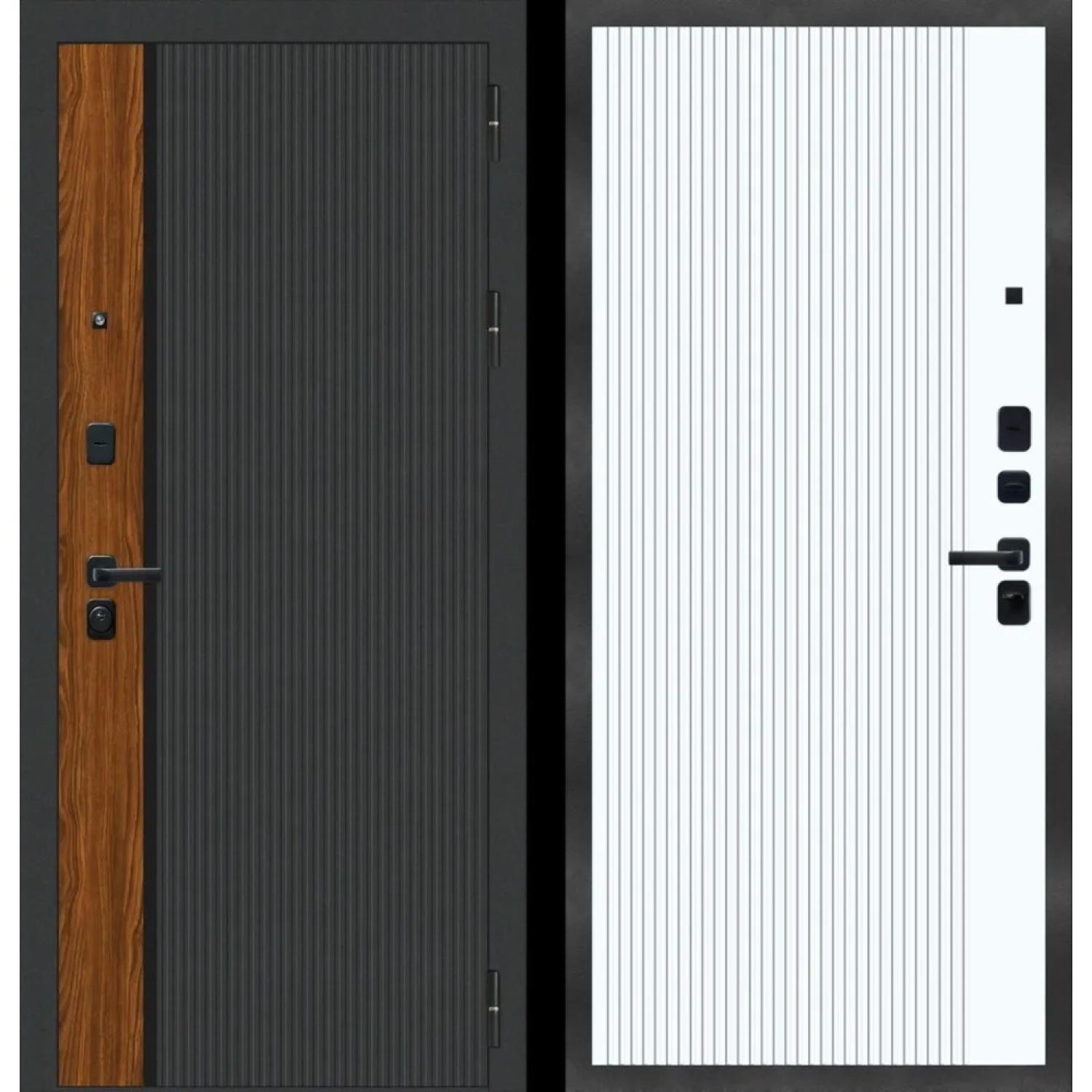 Дверь входная металлическая М14 (960*2050 R, Черная шагрень (ПВХ), Velluto Bianco AG 700, Заказная)