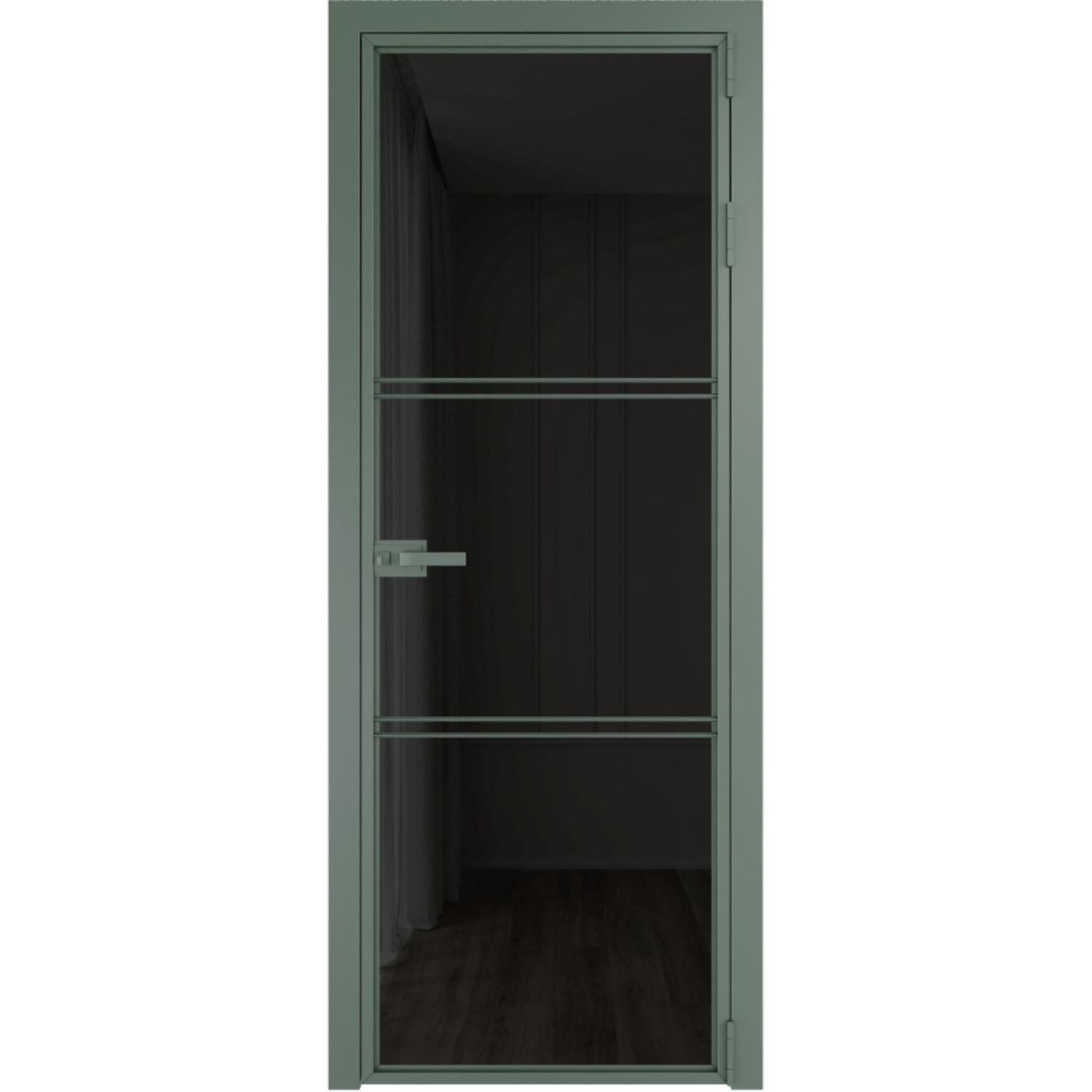 Дверь межкомнатная  алюминиевая  3 AX ProfilDoors (Зеленый воск, Черное тонированное)