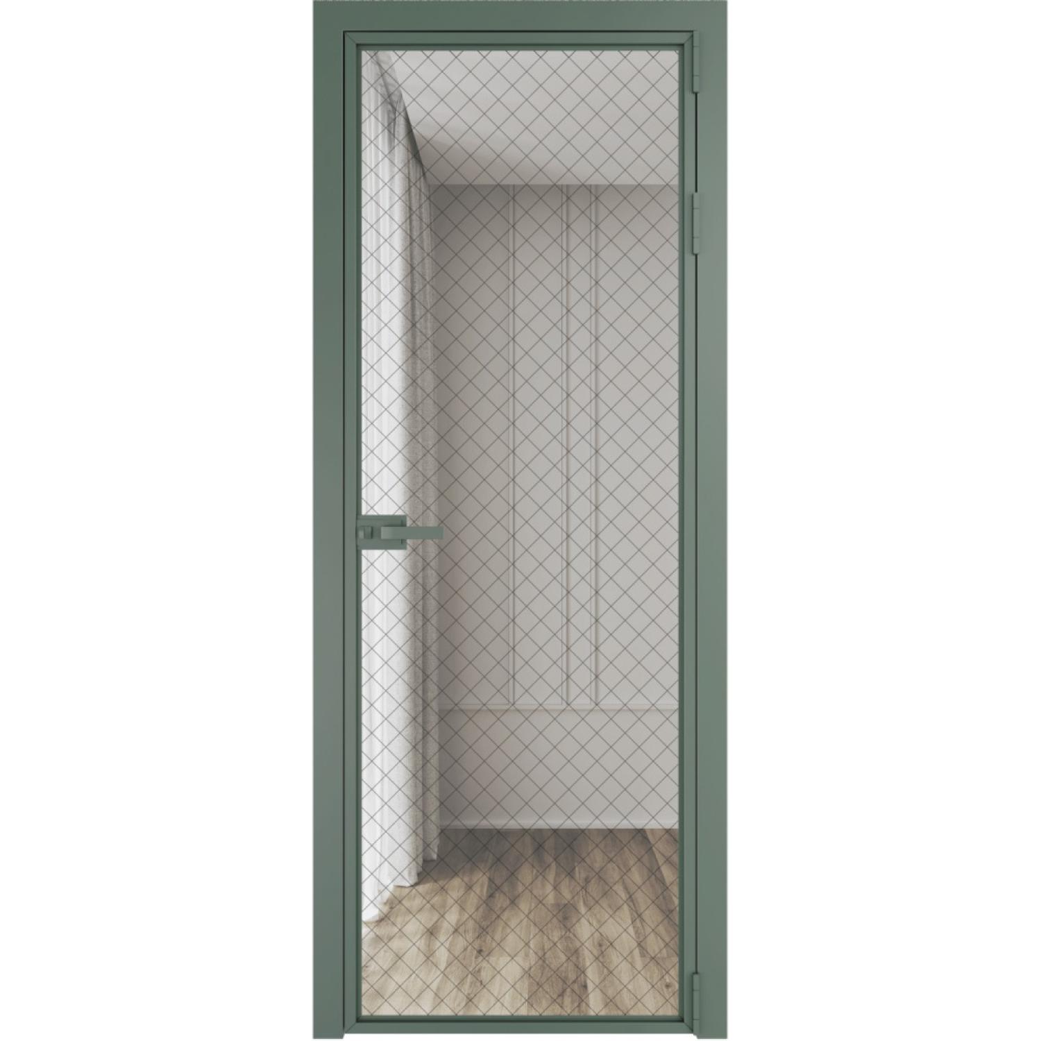 Дверь межкомнатная  алюминиевая  1 AX ProfilDoors (Зеленый воск, Ромб черный)