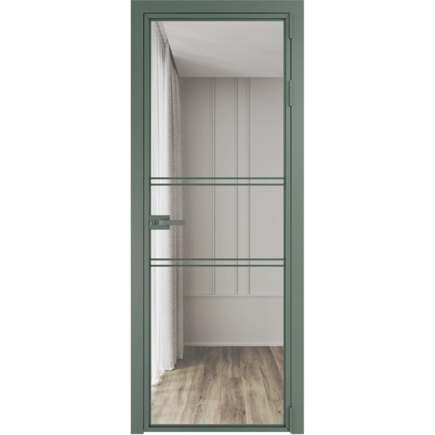 Дверь межкомнатная  алюминиевая  2 AX ProfilDoors (Зеленый воск, Прозрачное)