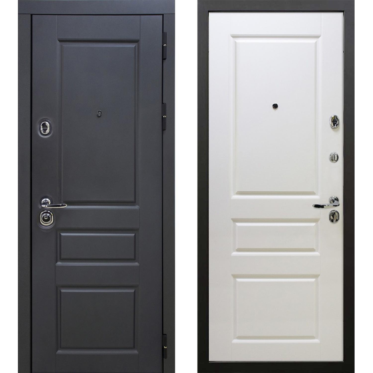 Входная дверь Сорренто (960*2050 L,  Серый (Эмаль TSBR 7021) , Белый (эмаль RAL 9003), Заказная)