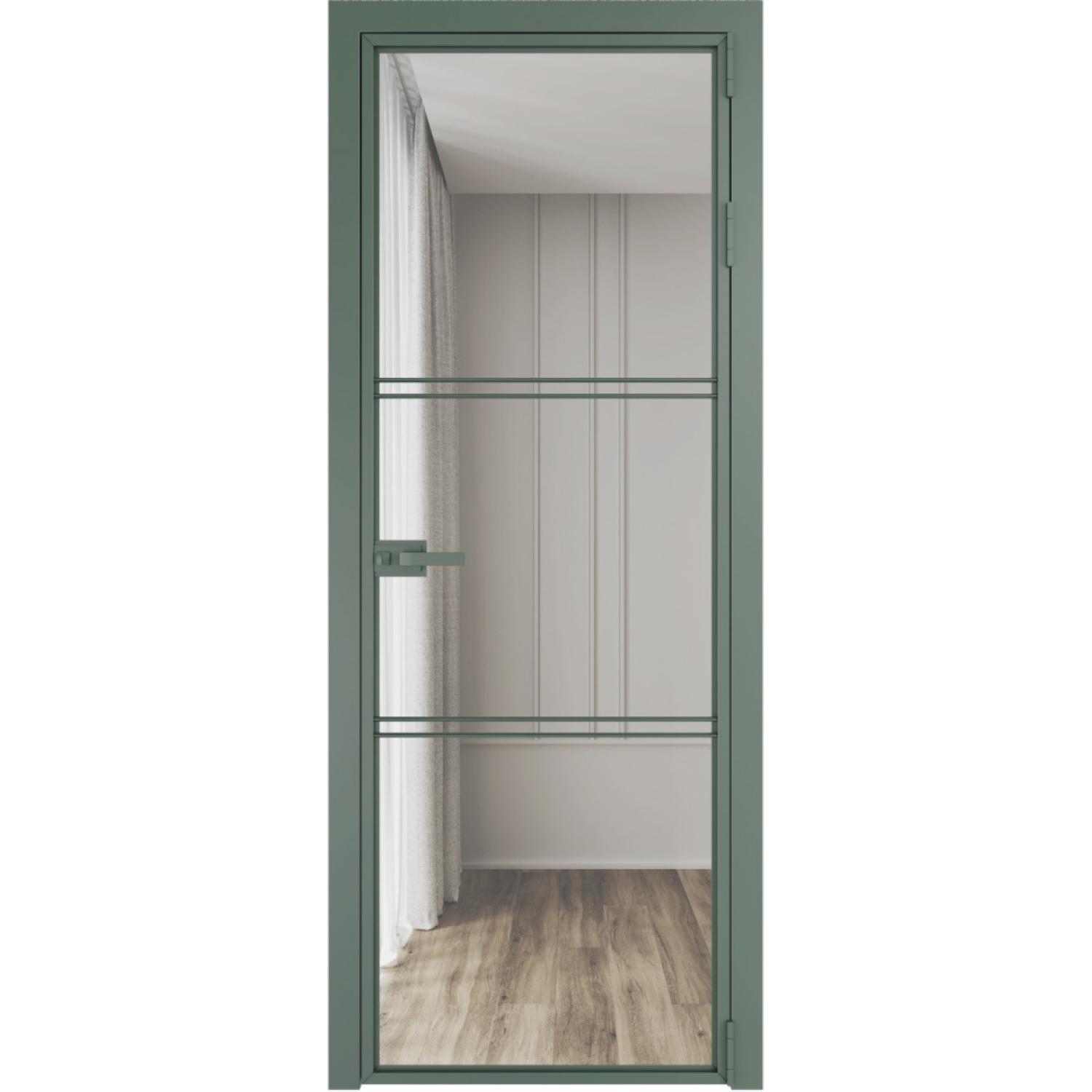 Дверь межкомнатная  алюминиевая  3 AX ProfilDoors (Зеленый воск, Прозрачное)