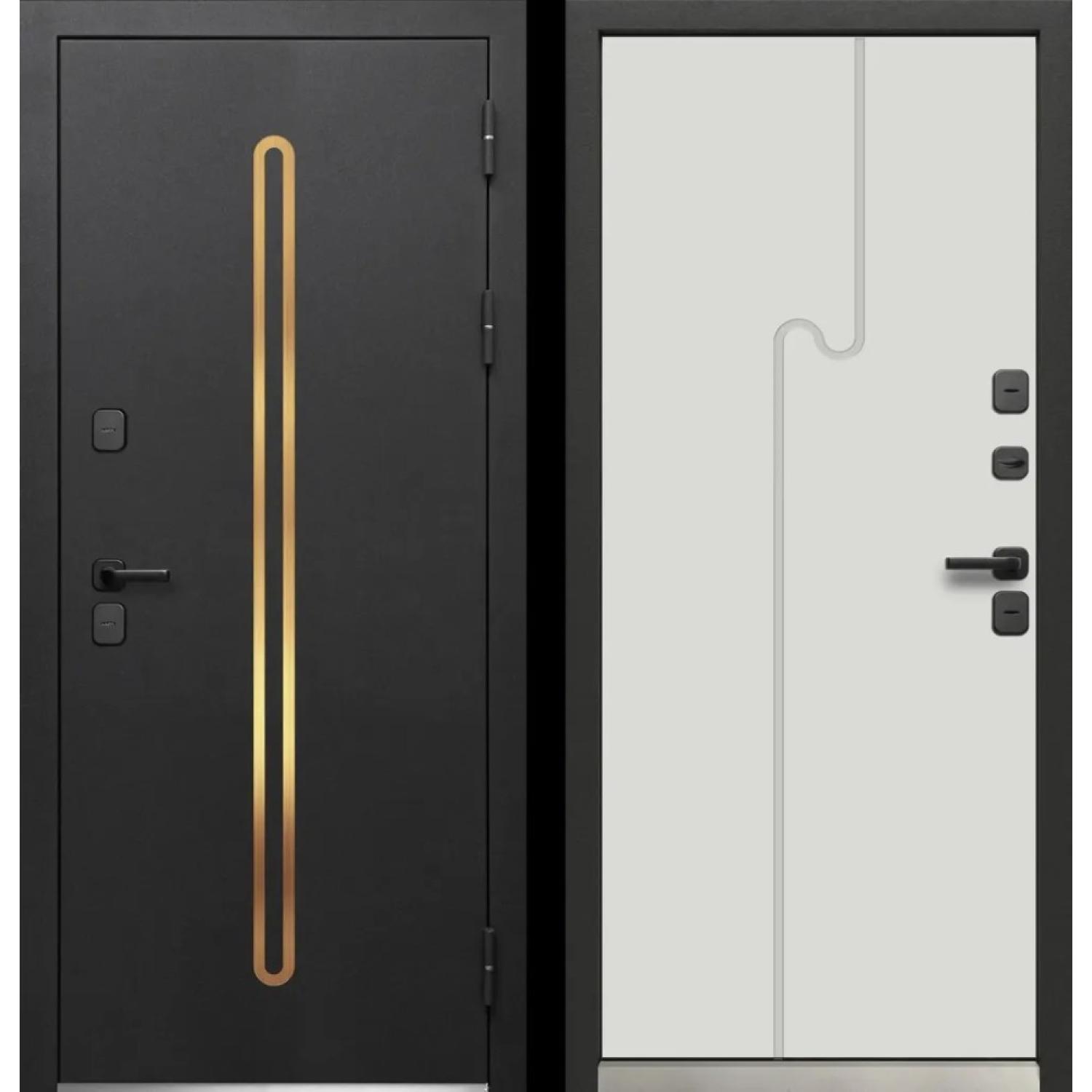 Входная дверь Luxor Termo 10 (960*2050 L, Шагрень черная (Полимерно-порошковое), Эмалит белый (ПВХ) , Заказная)