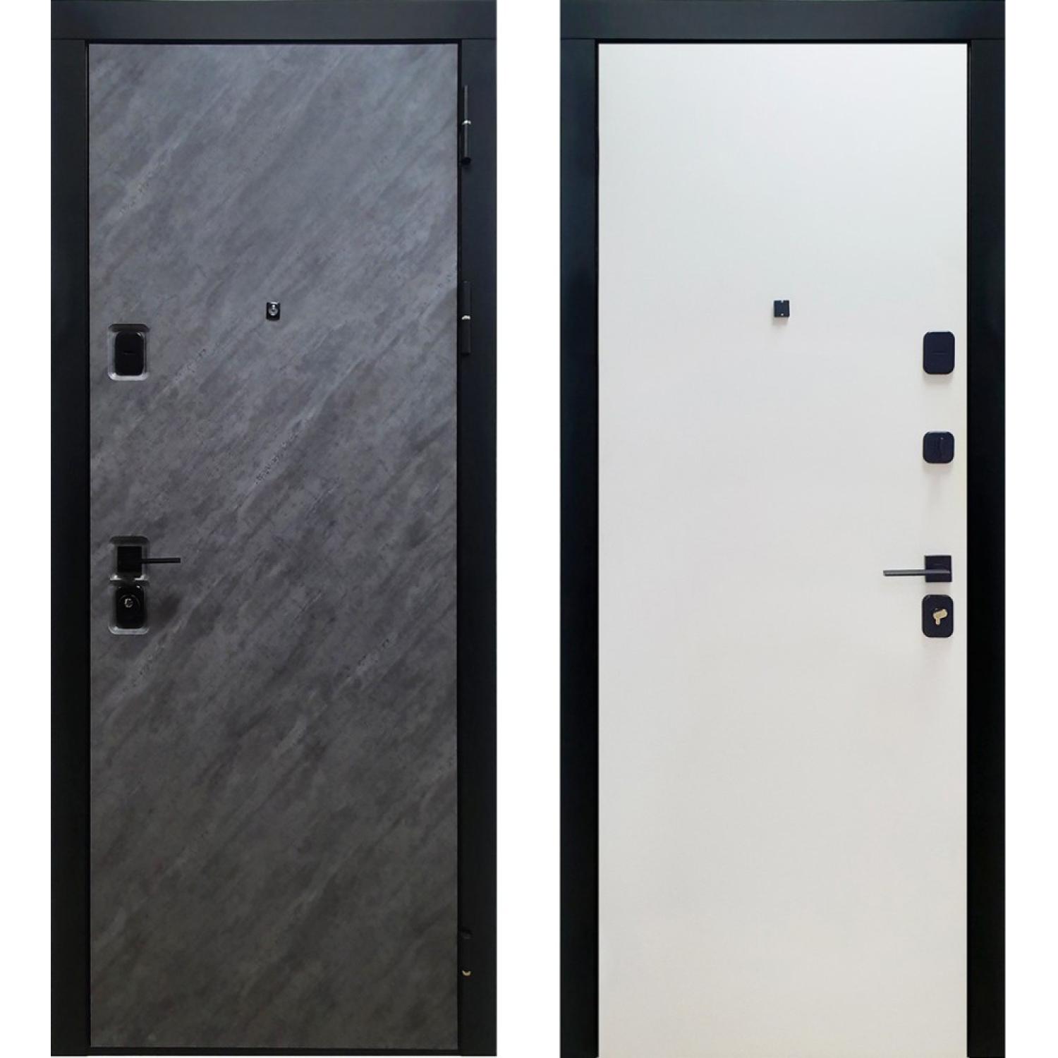 Входная дверь Лофт (960*2050 L, Шпат графит (ПВХ), Белый ZB (ПВХ), Заказная)