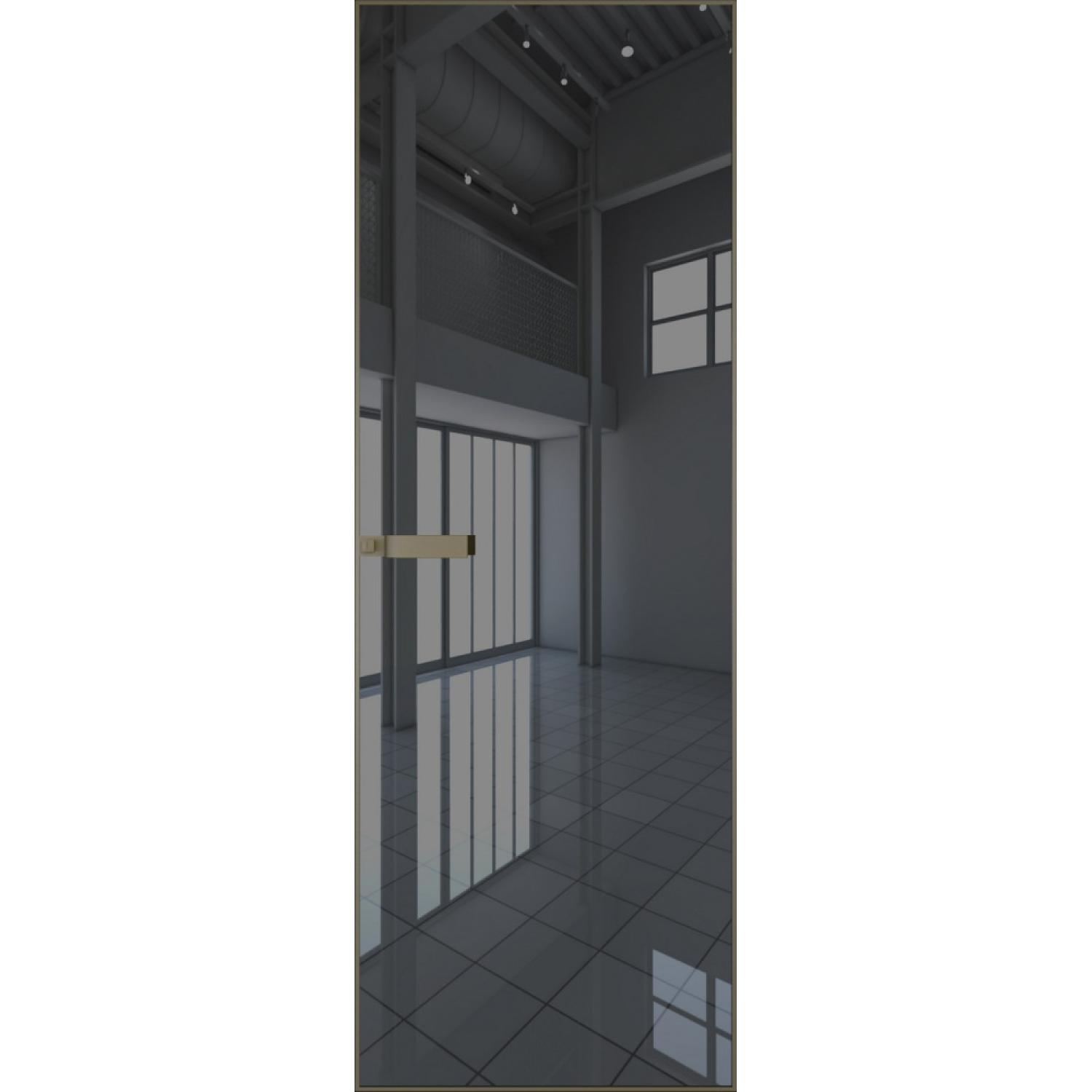 Дверь межкомнатная  алюминиевая  1 AGN (Шампань, Зеркало grey)