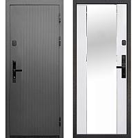 Входная дверь Тайга 10 см (Электр. замок) Зеркало Сатин графит - Зеркало Эмалит белый