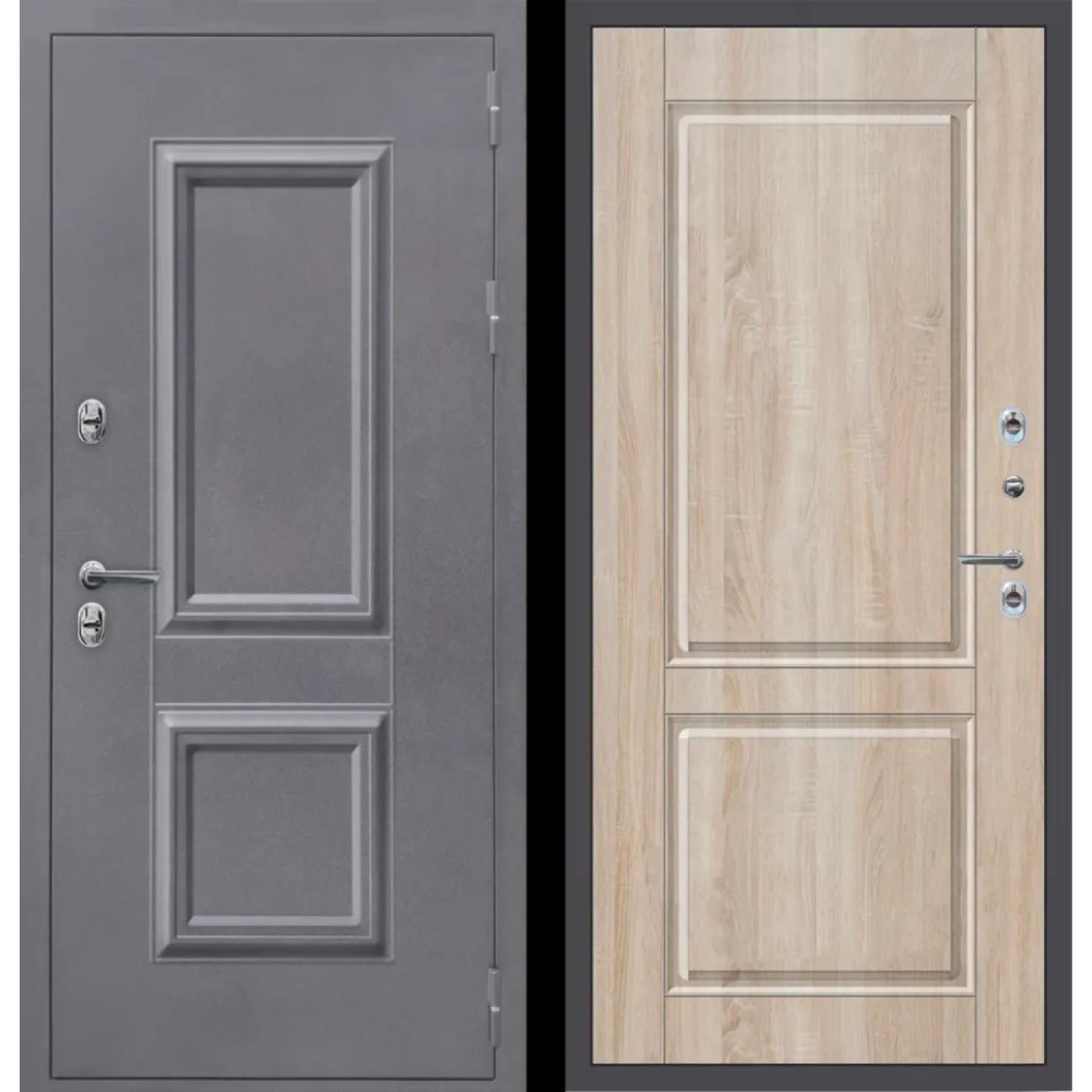 Дверь входная металлическая M60 ТЕРМО (960*2050 R, Букле графит (Полимерно-порошковое), Дуб сонома светлый (ПВХ), Заказная)