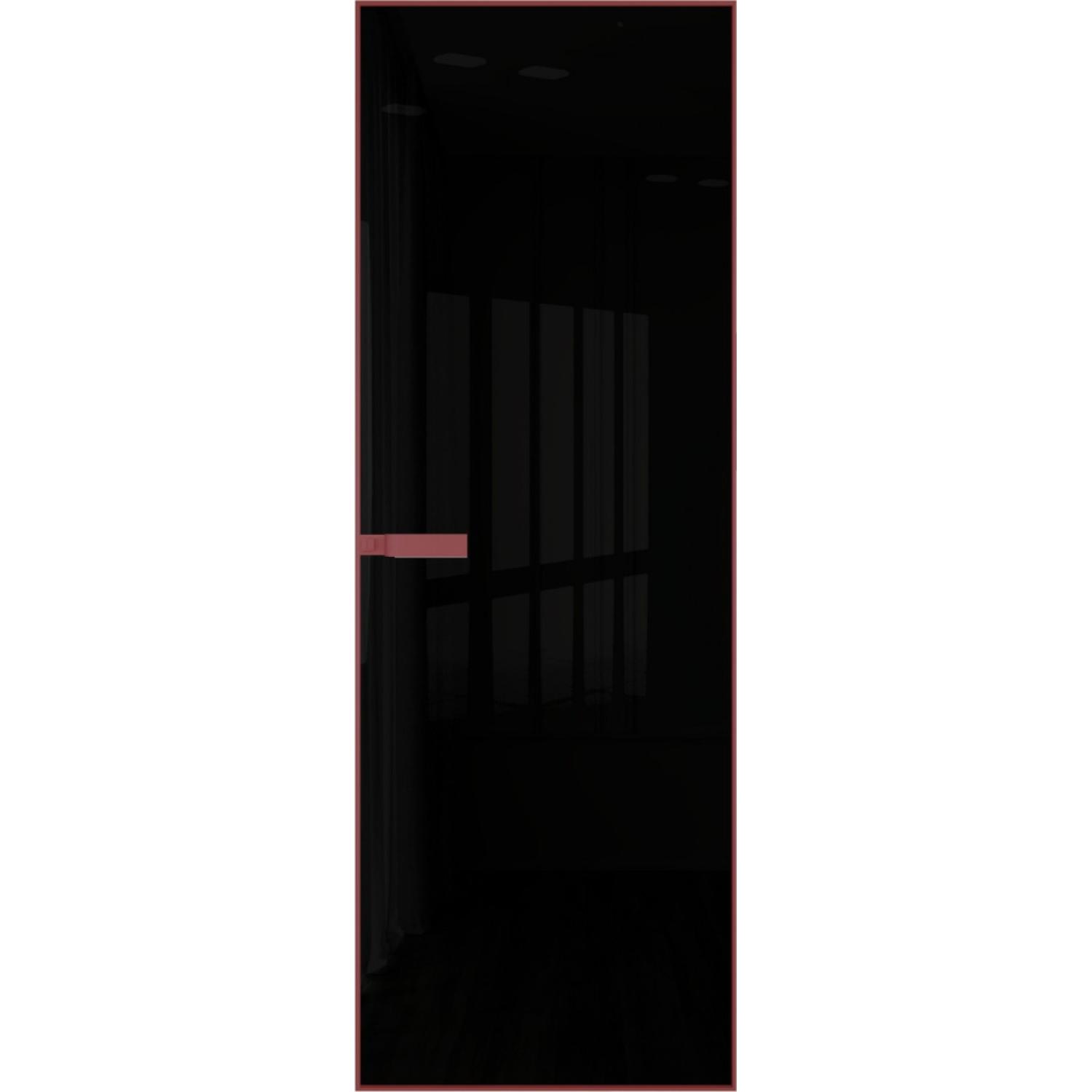 Дверь межкомнатная  алюминиевая  1 AGN (Красный антрацит, Lacobel черный лак)