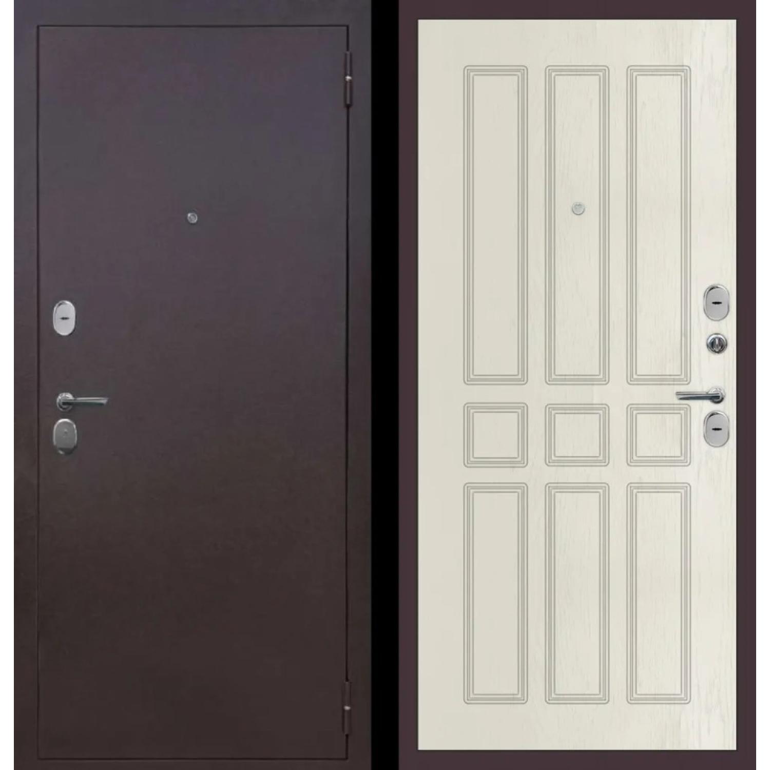 Дверь входная металлическая M32 (960*2050 L, Медный антик (Полимерно-порошковое), Белый ясень (ПВХ), Заказная)