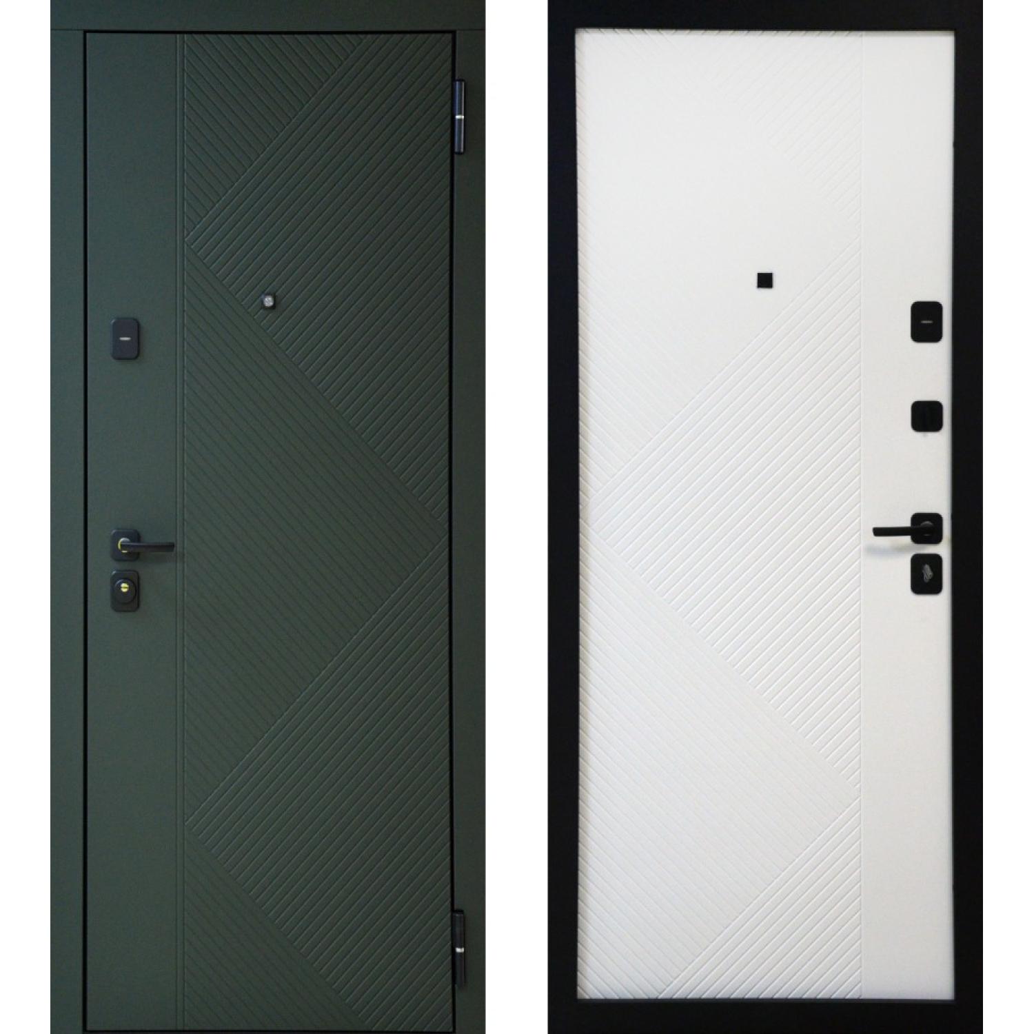 Входная дверь TR3 (860*2050 R, Грин (ПВХ), Белый ZB (ПВХ), Складская)